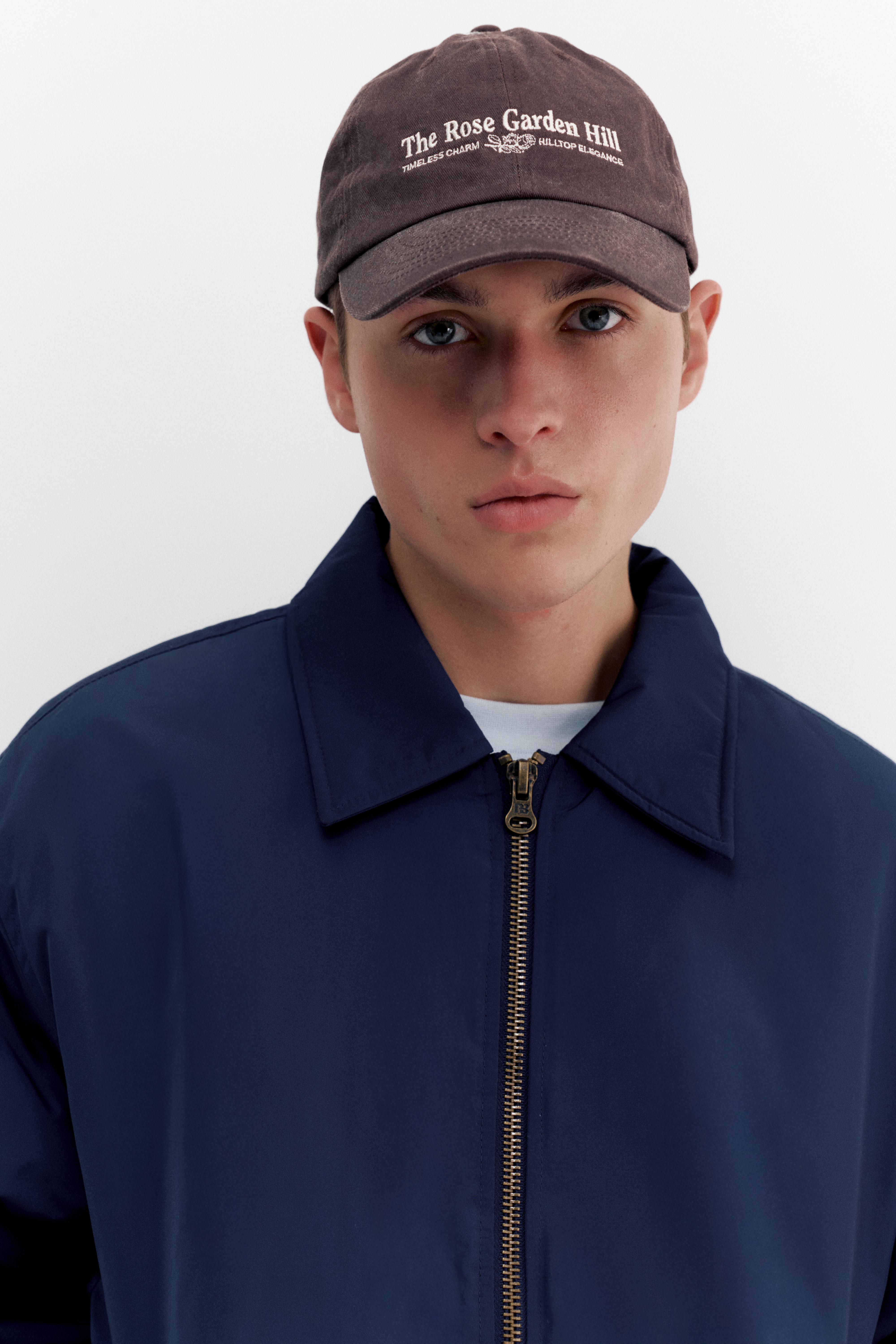 Bomber jacket with shirt collar — Dark navy