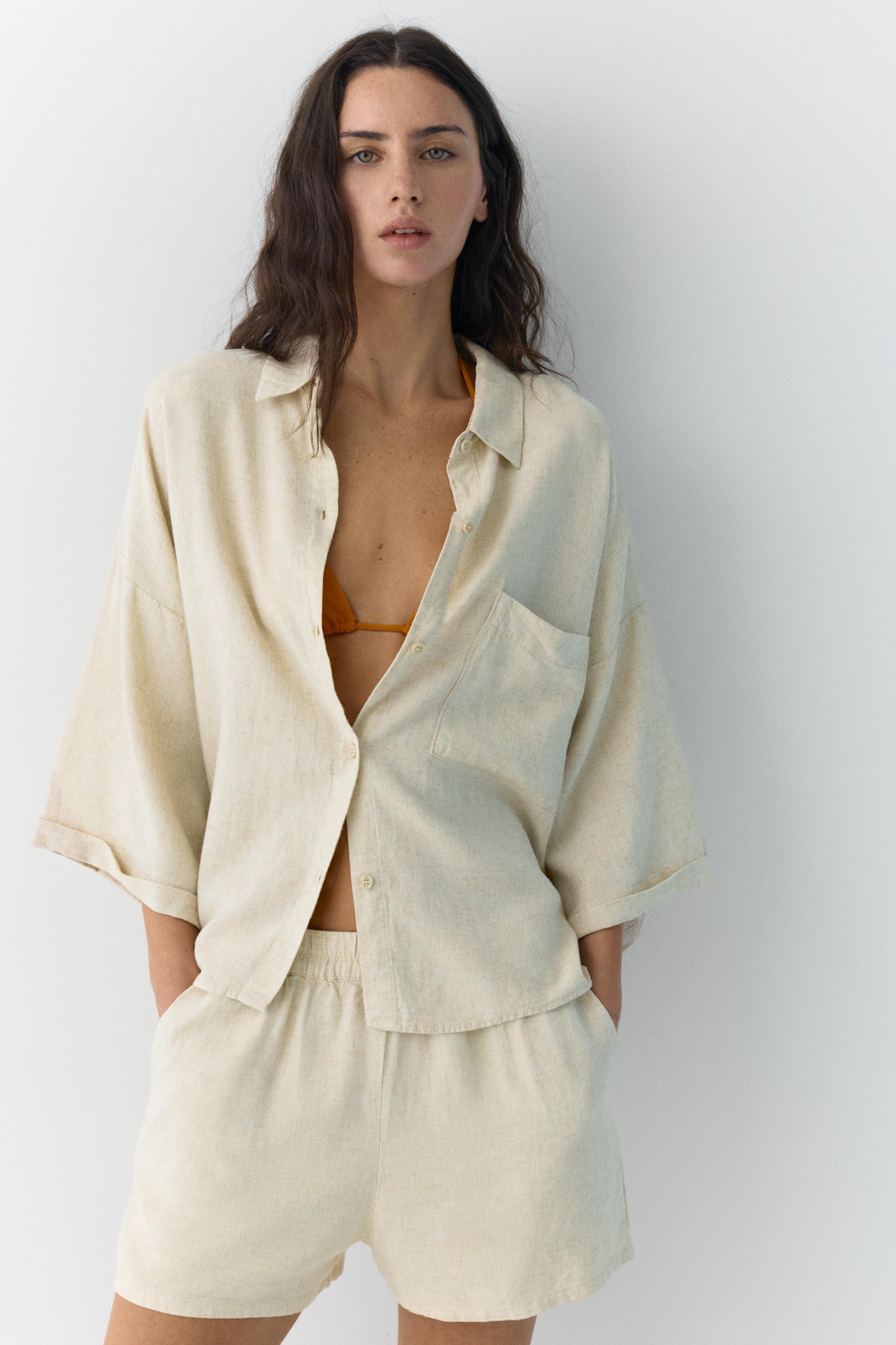 Ketenli gömlek - Görsel 10