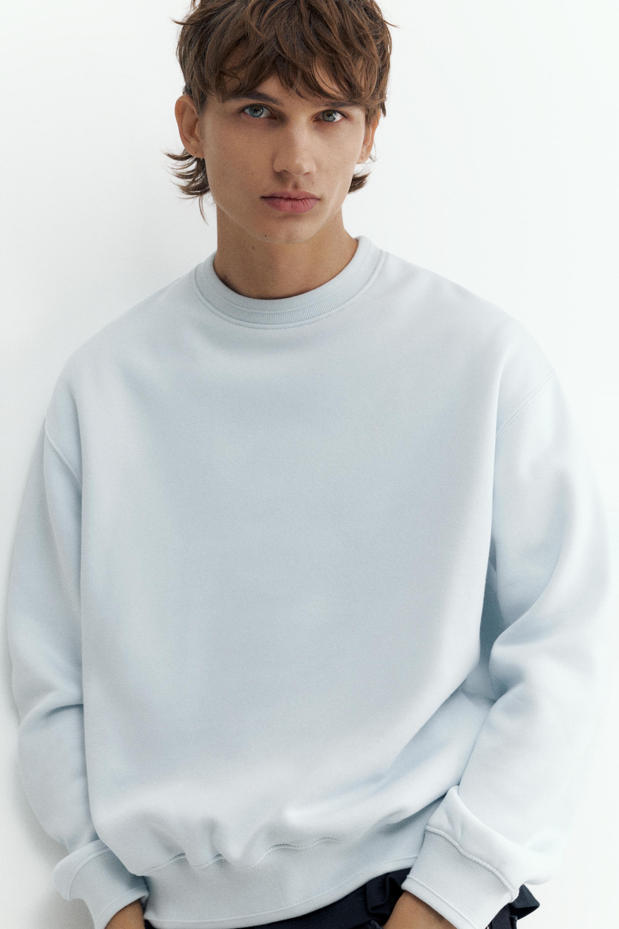 Relaxed fit round neck sweatshirt — Sky blue