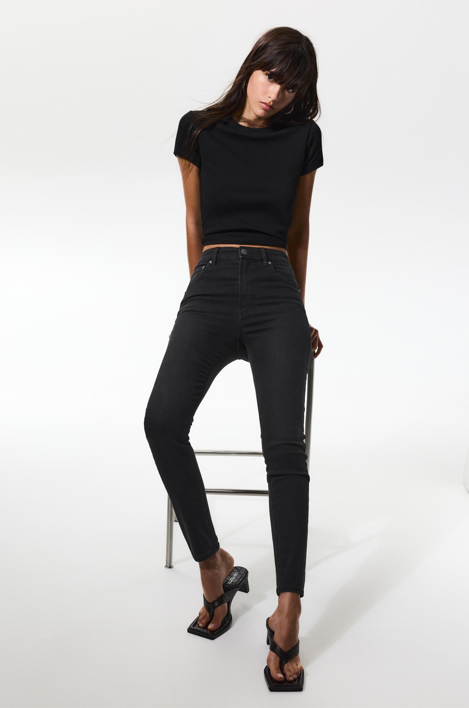High-waist skinny jeans — Black