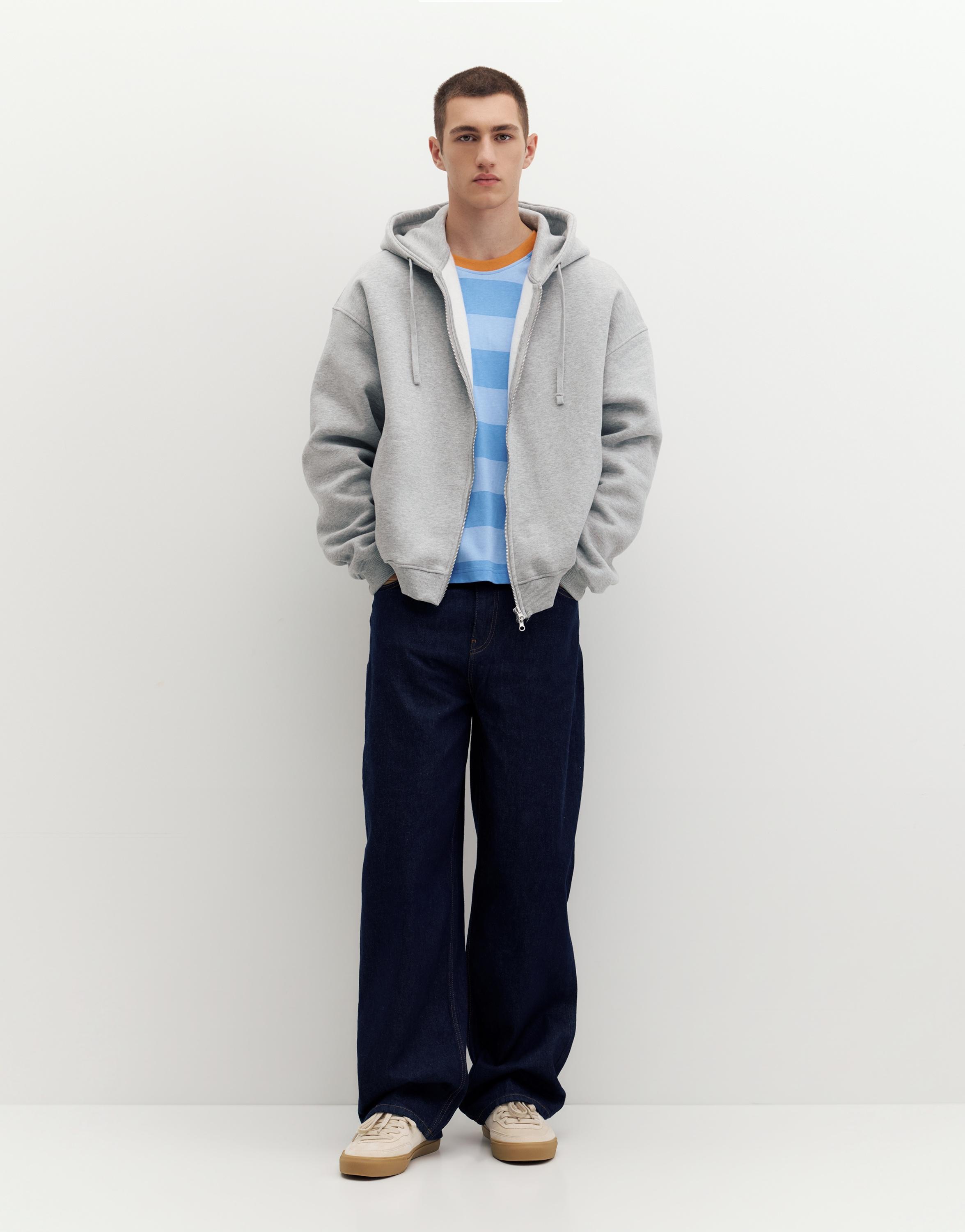 Zip-up hoodie — Grey marl