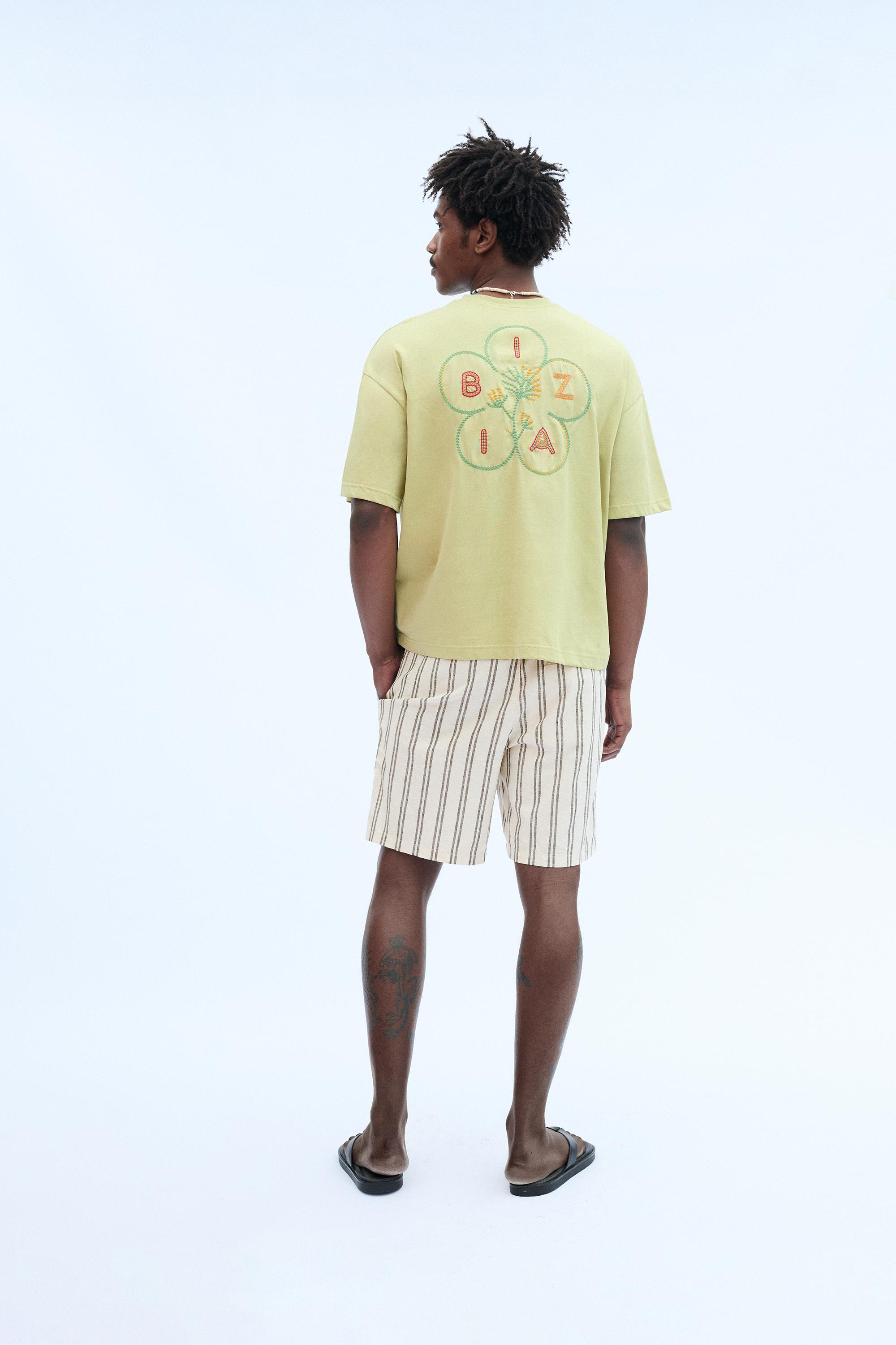 Linen blend jogger Bermuda shorts — White/Marble