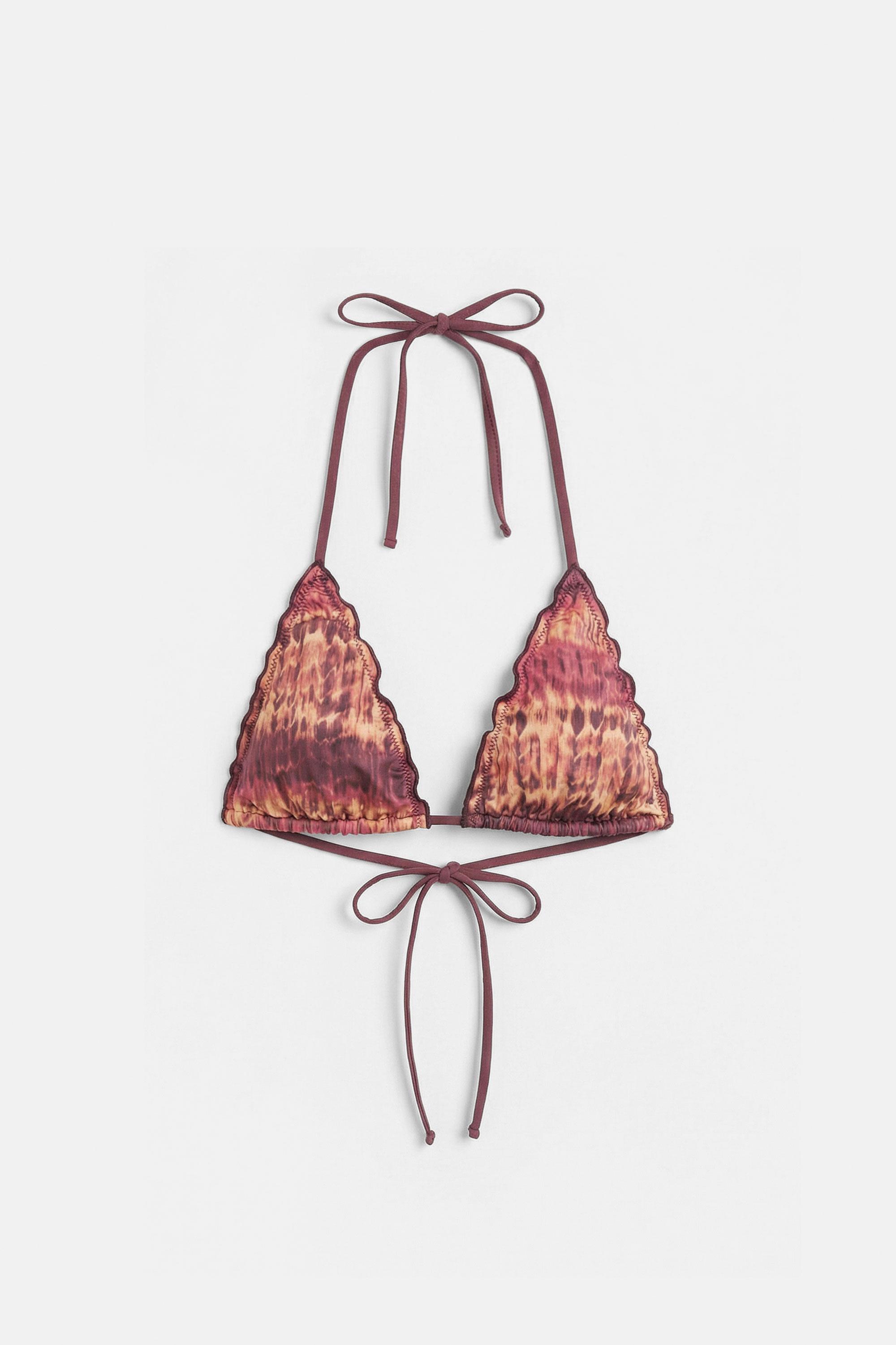 Tie-dye frill bikini top — Orange