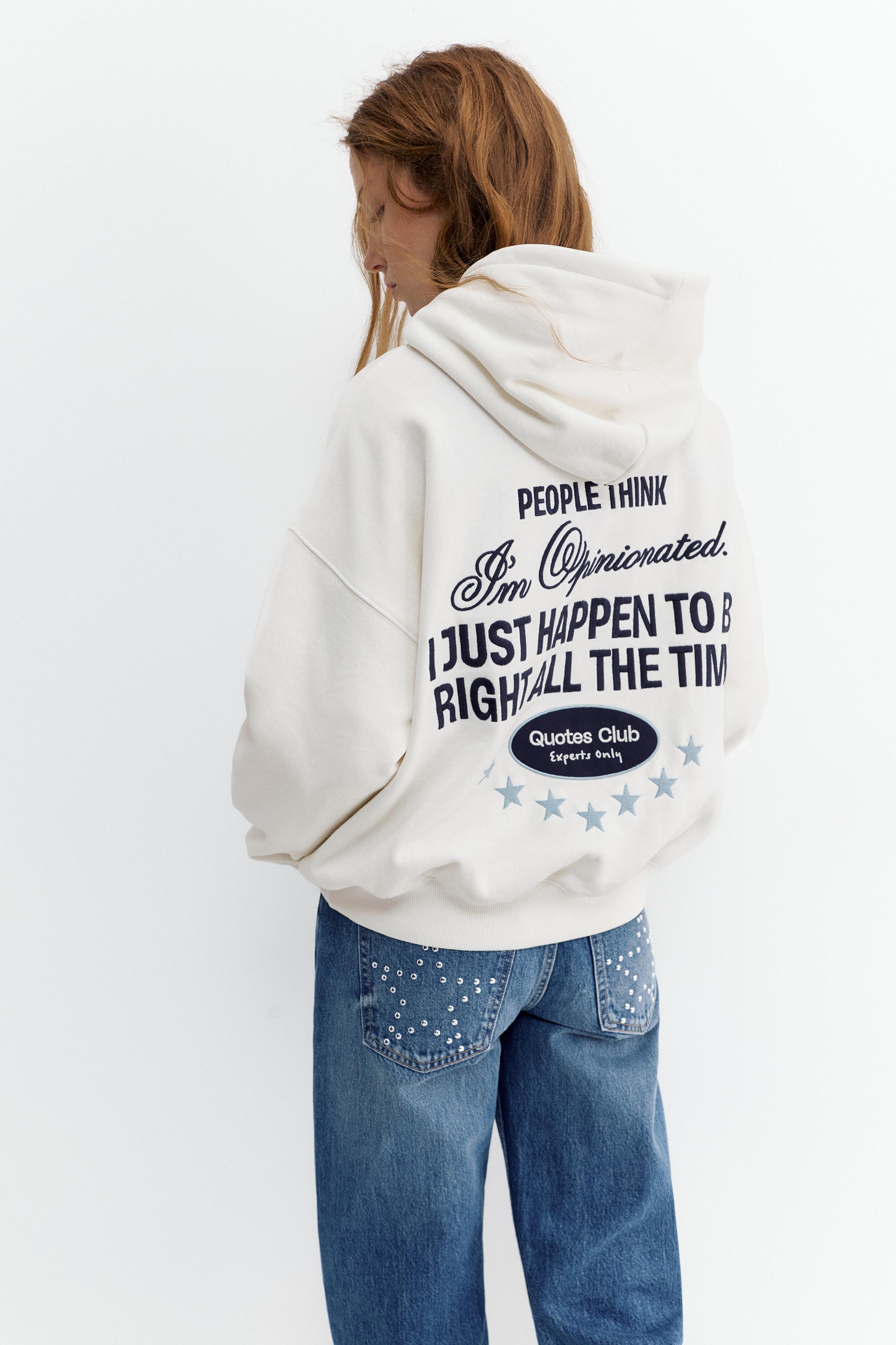 İşlemeli yıldız kapüşonlu sweatshirt - Görsel 13