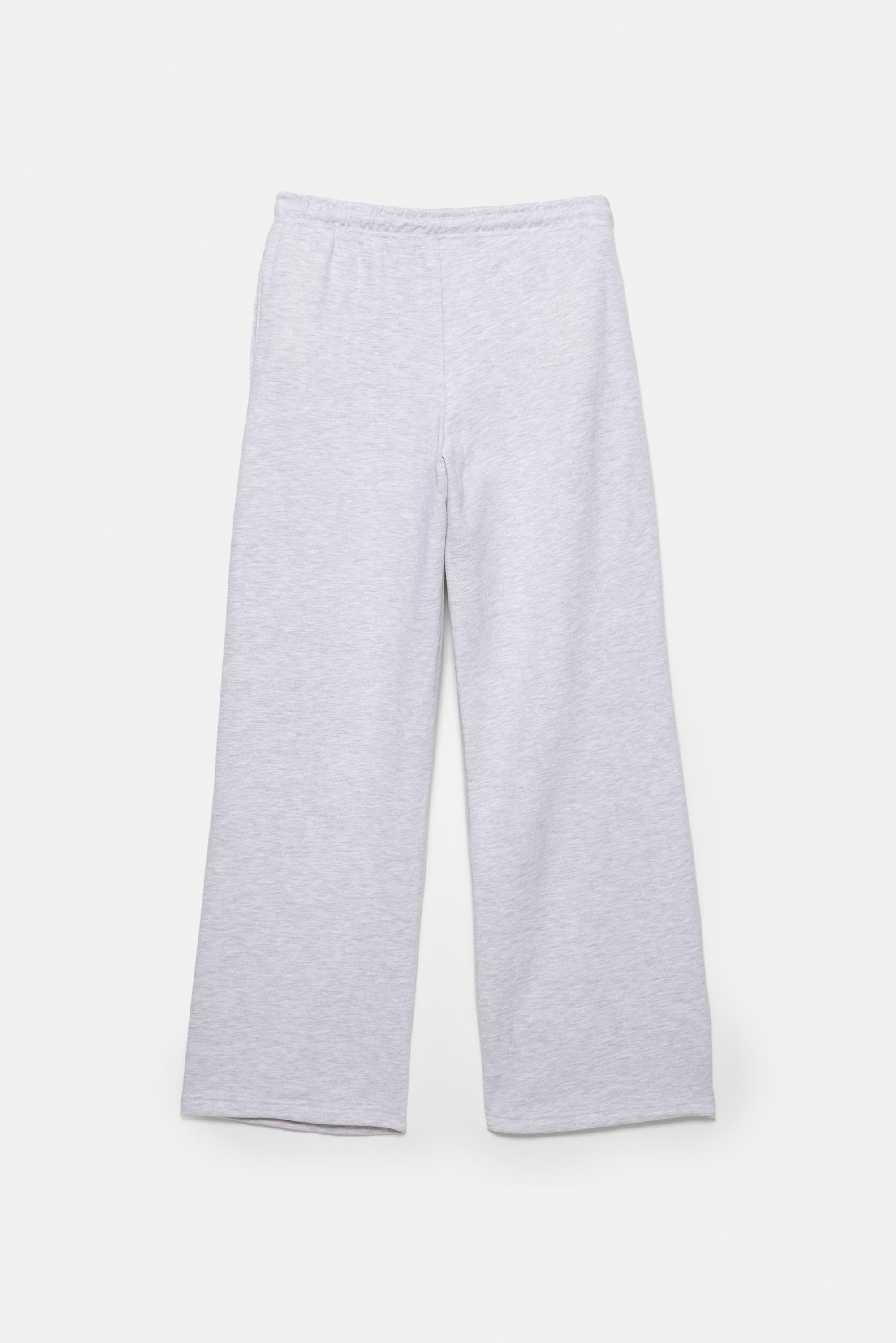 Wide-leg tracksuit bottoms — Grey marl
