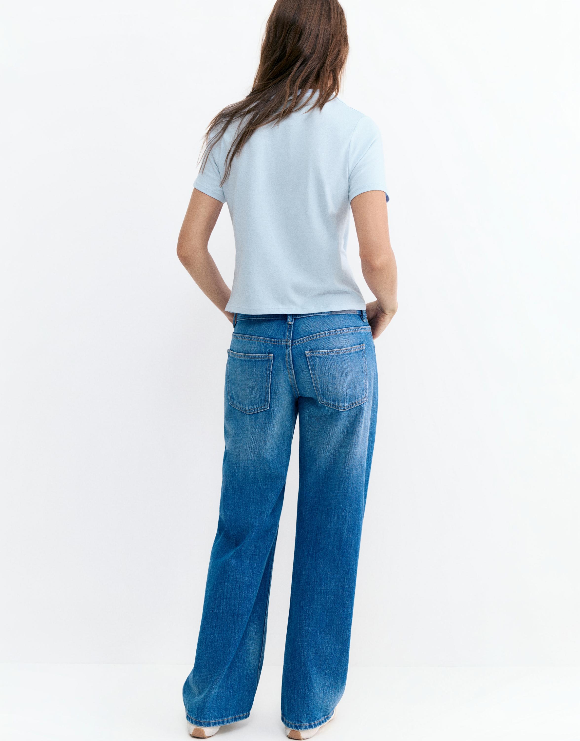 Studded text T-shirt — Pale blue