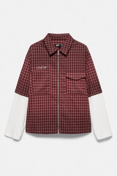 Double sleeve waffle-knit shirt — Burgundy 2