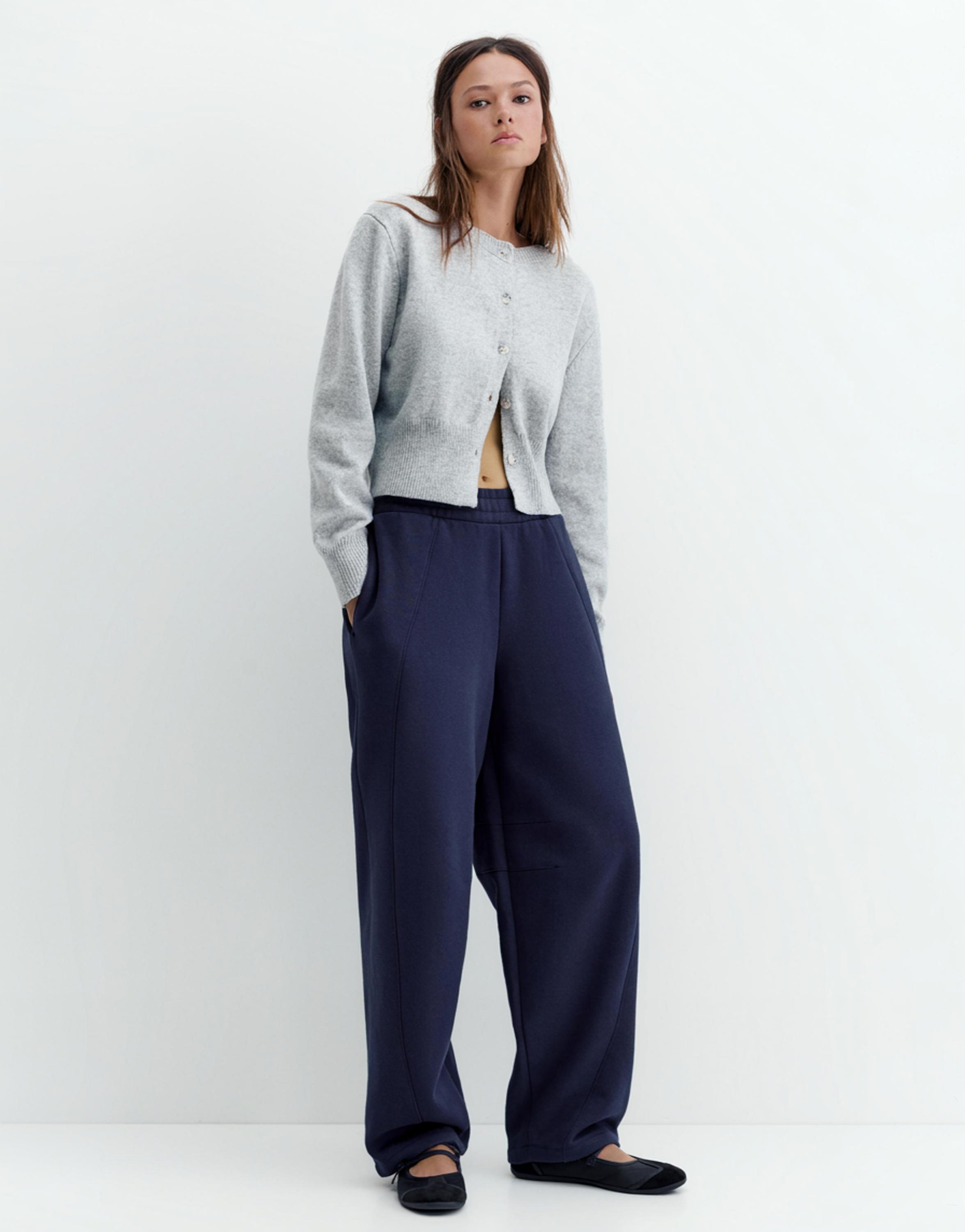 Barrel fit tracksuit trousers — Navy