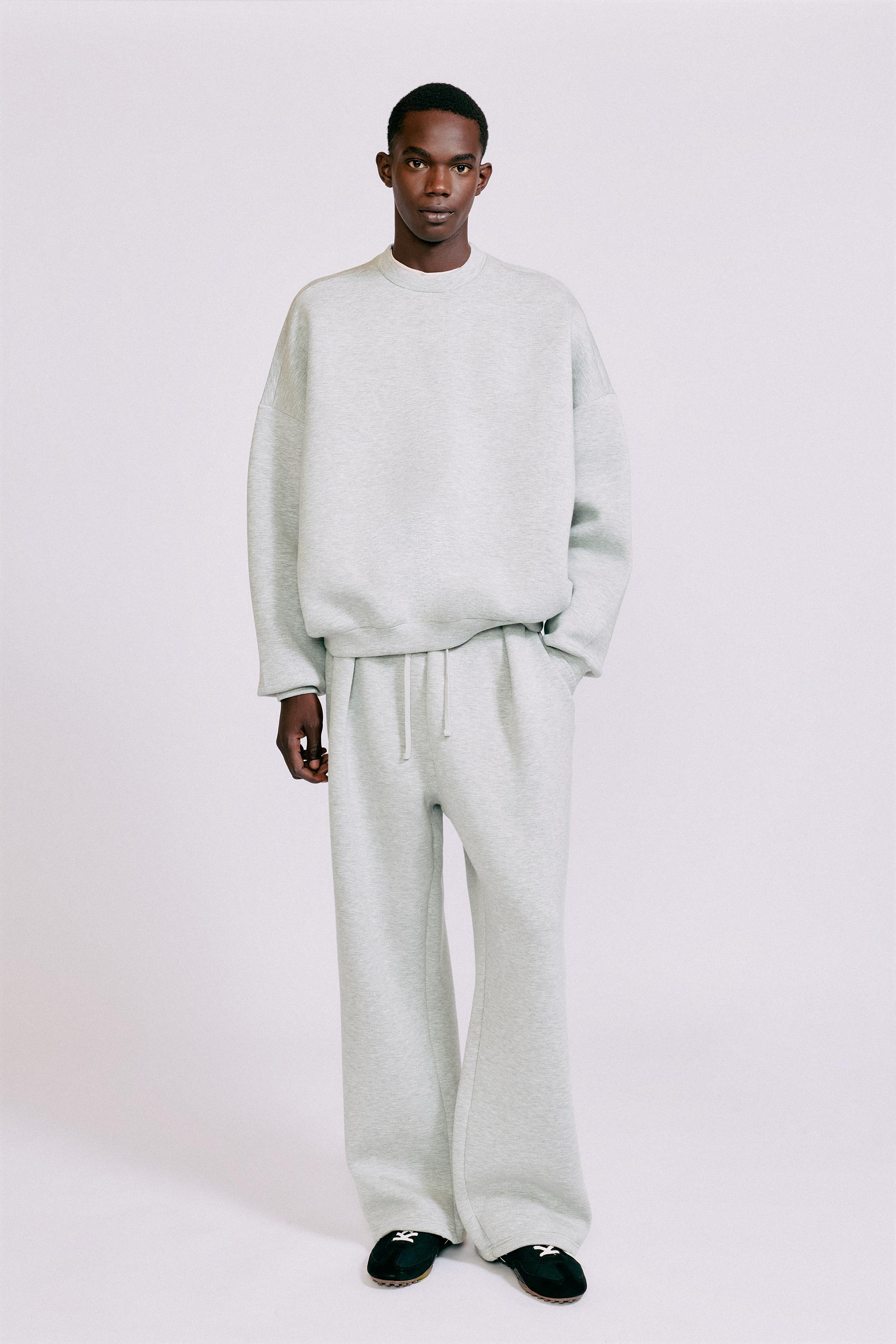 Interlock round neck sweatshirt — Grey marl