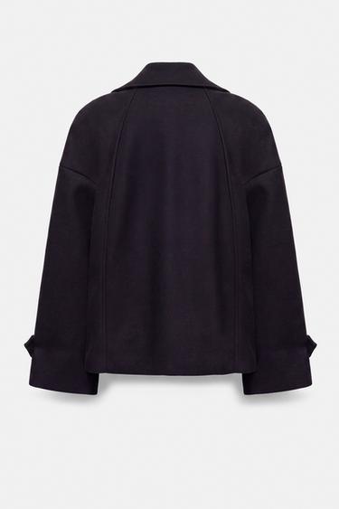 Short felt texture coat — Navy 7
