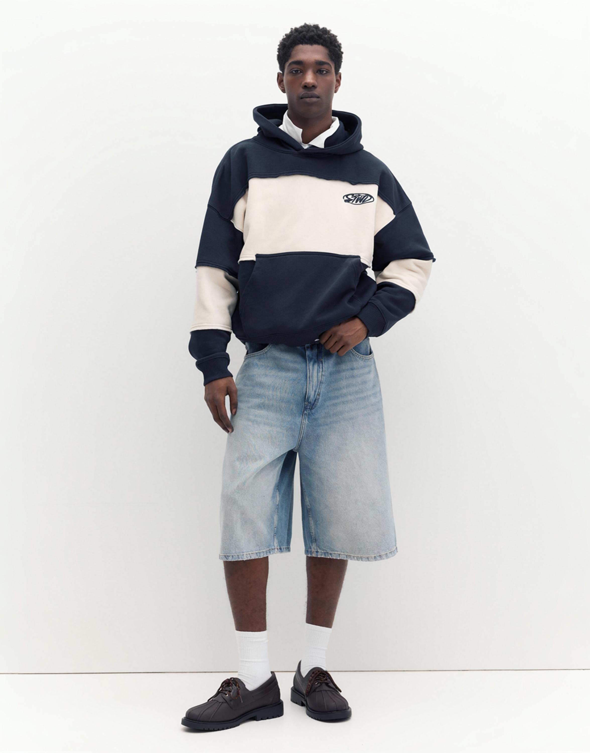 Panelli kapüşonlu STWD Studio sweatshirt - Görsel 13