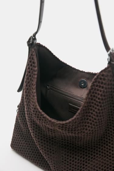 Embellished mesh tote bag — Brown 5