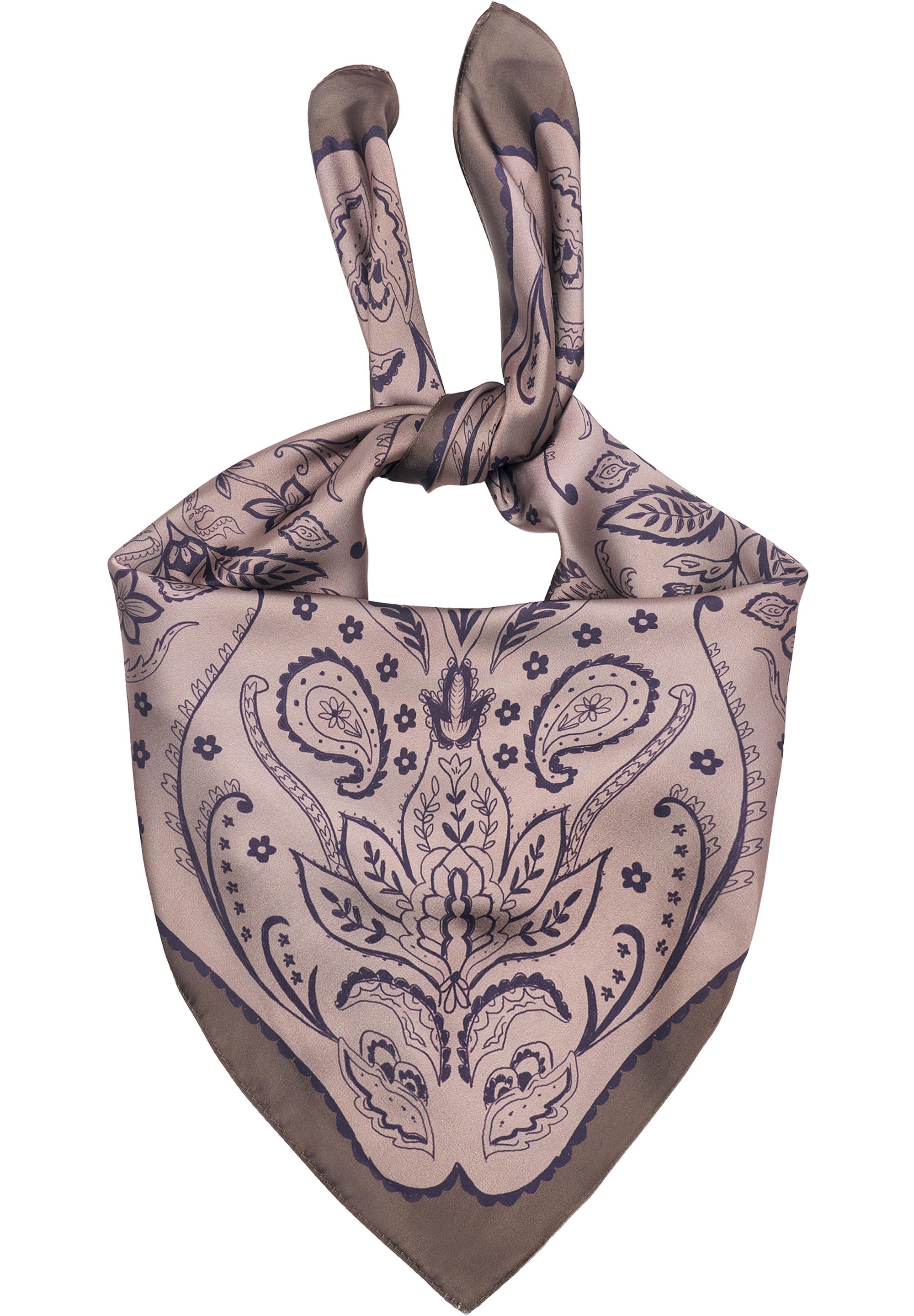 Satin floral scarf — Brown