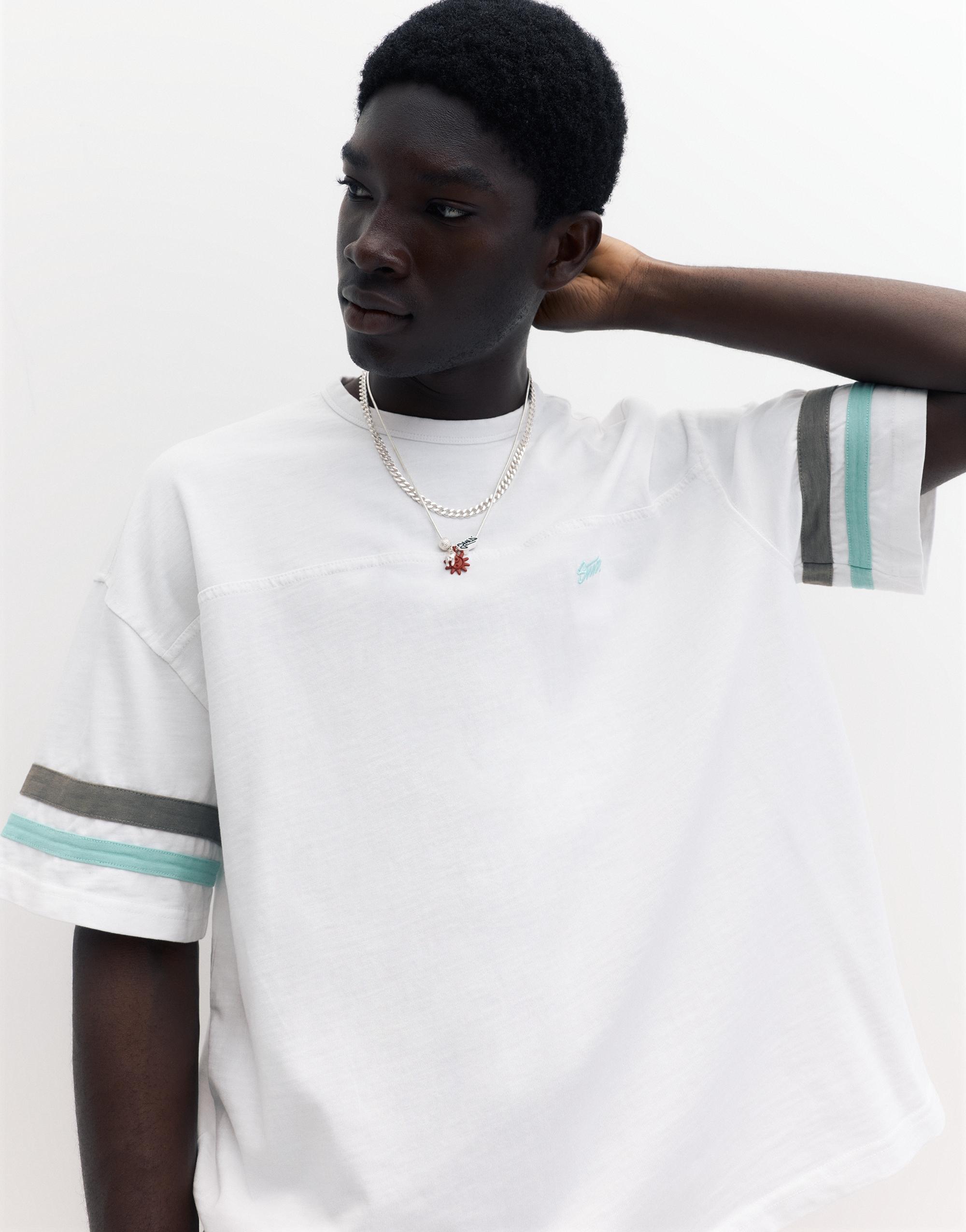 STWD striped T-shirt — Pearl grey