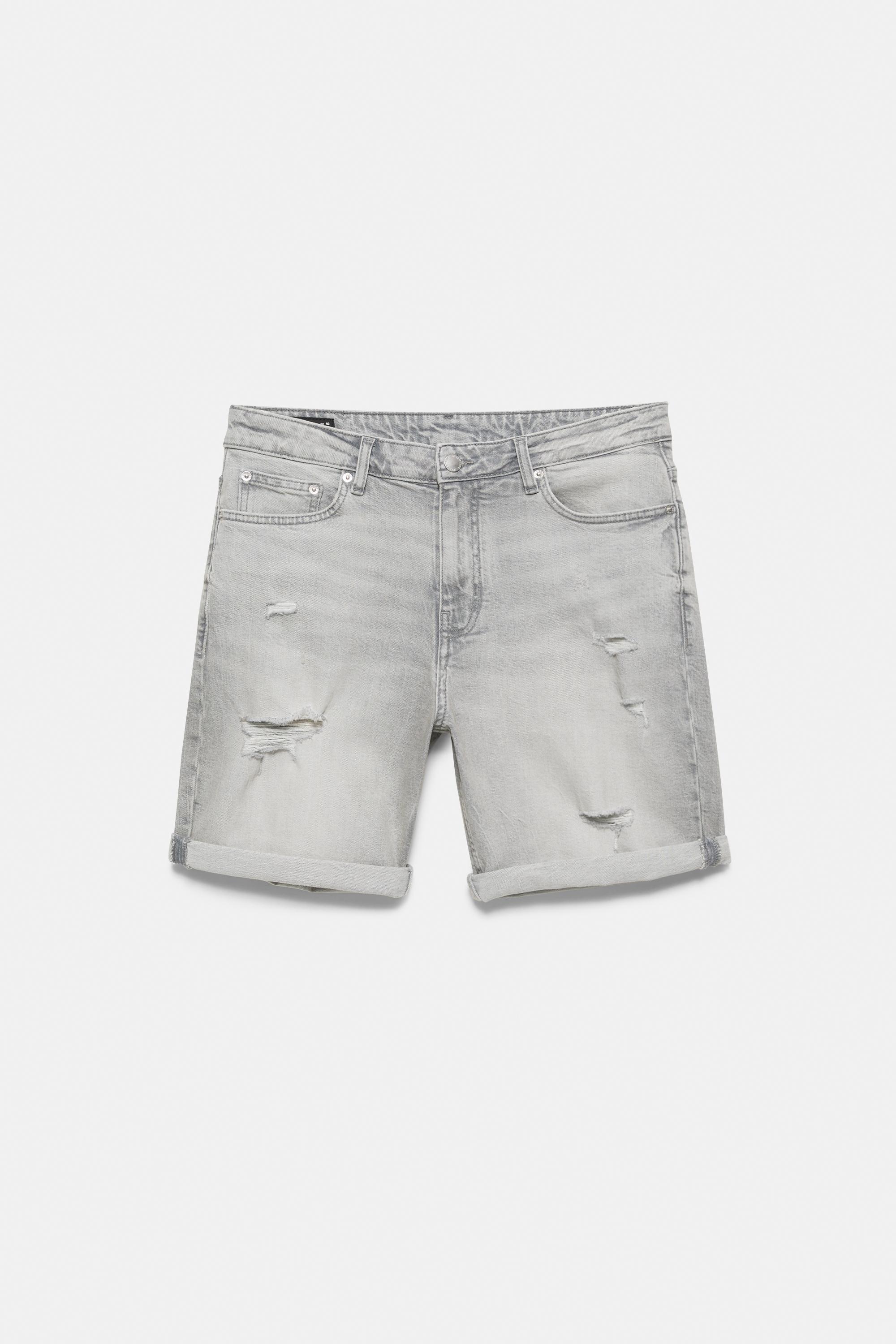 Ripped denim Bermuda shorts — Dark grey