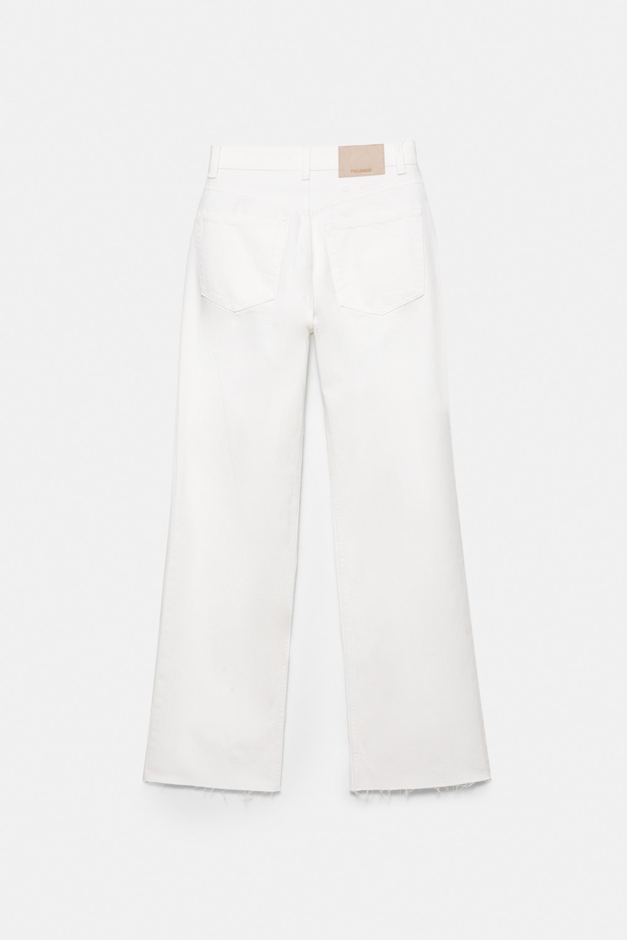High-waist wide straight-leg jeans — White-t
