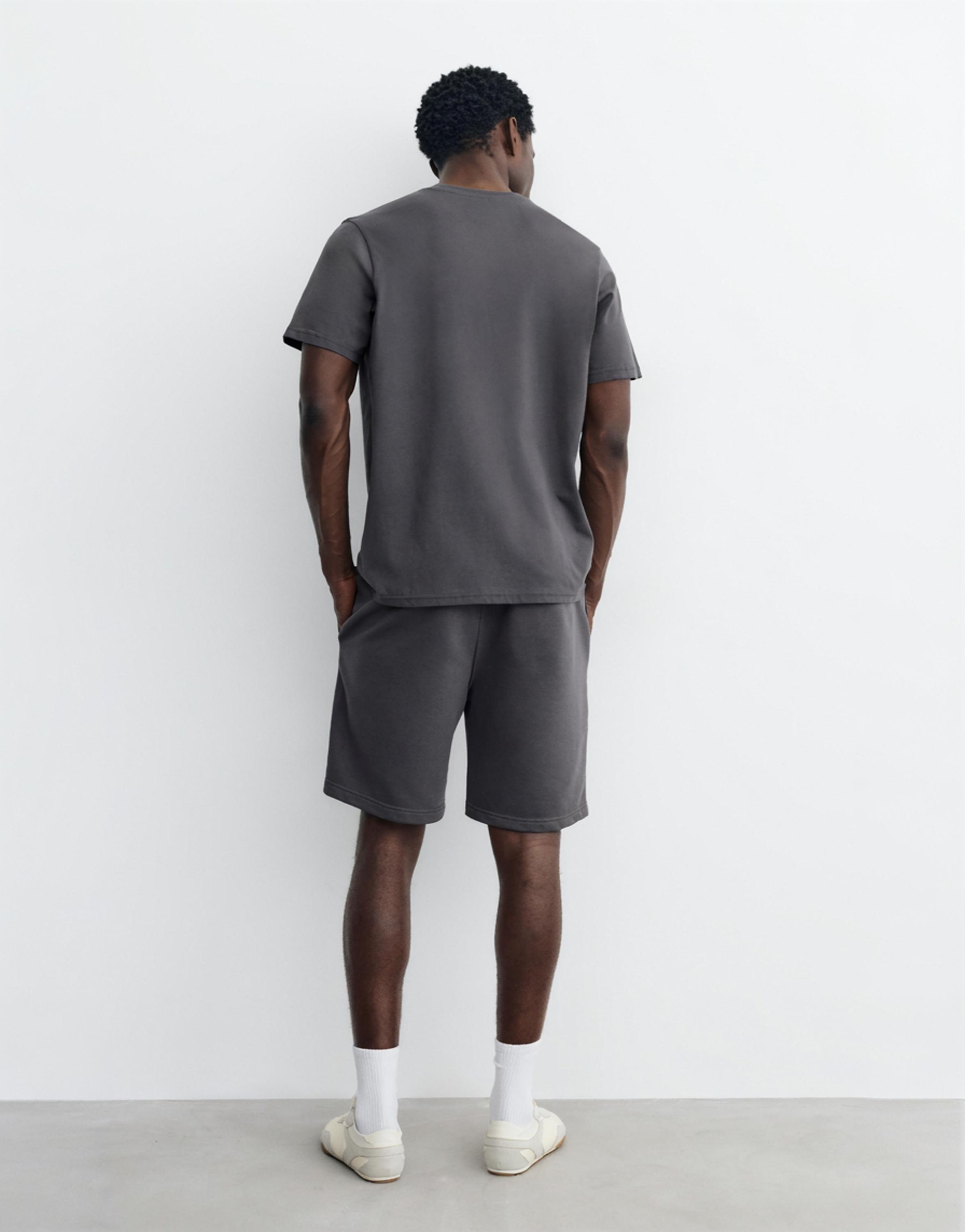 Pack of Bermuda jogger shorts and T-shirt — Anthracite grey