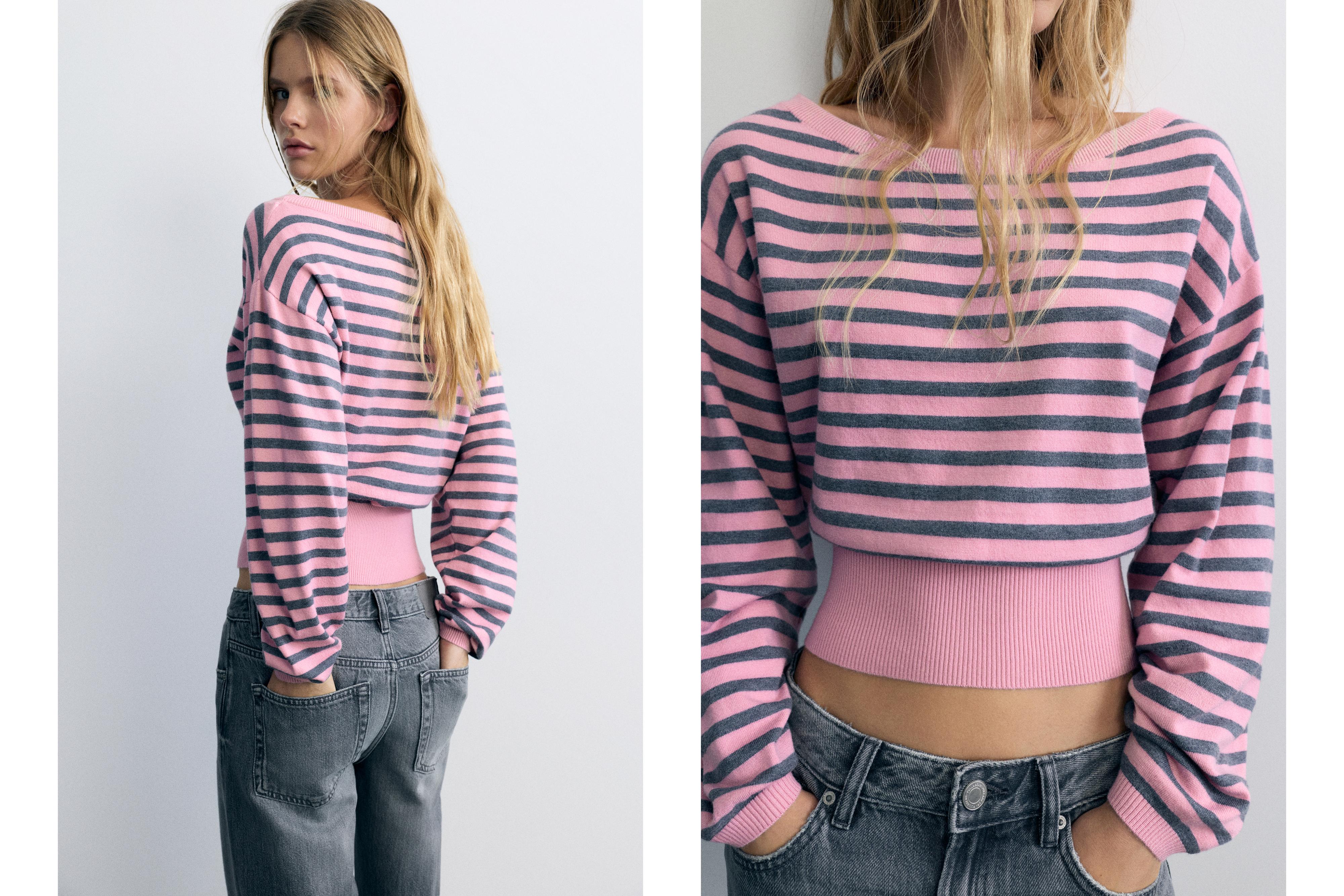 Asymmetric neck jumper — Pink