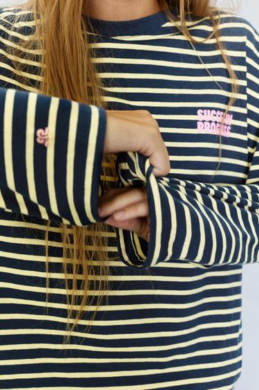 Oversize striped graphic T-shirt — Navy 3