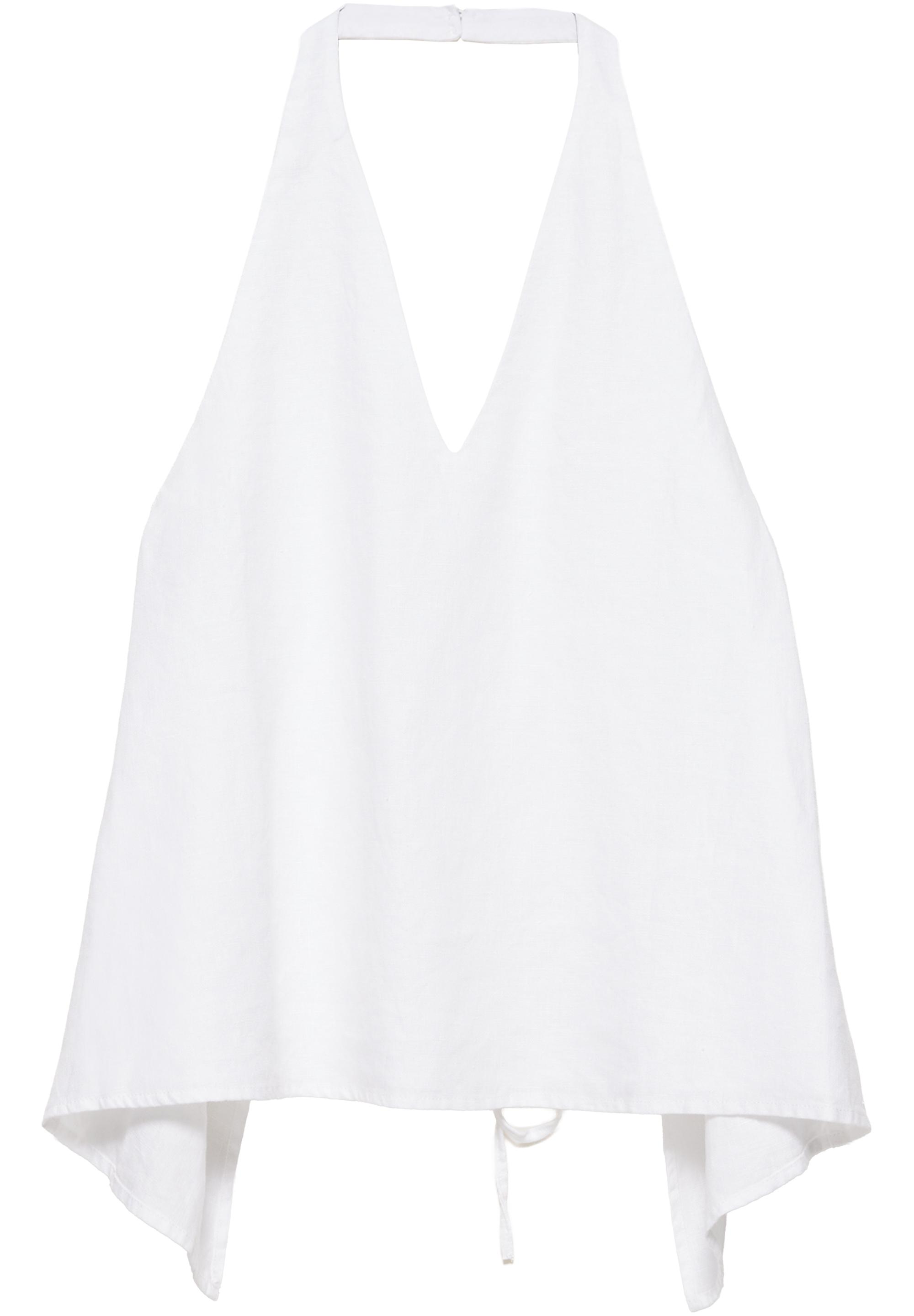 100% linen halter top — White