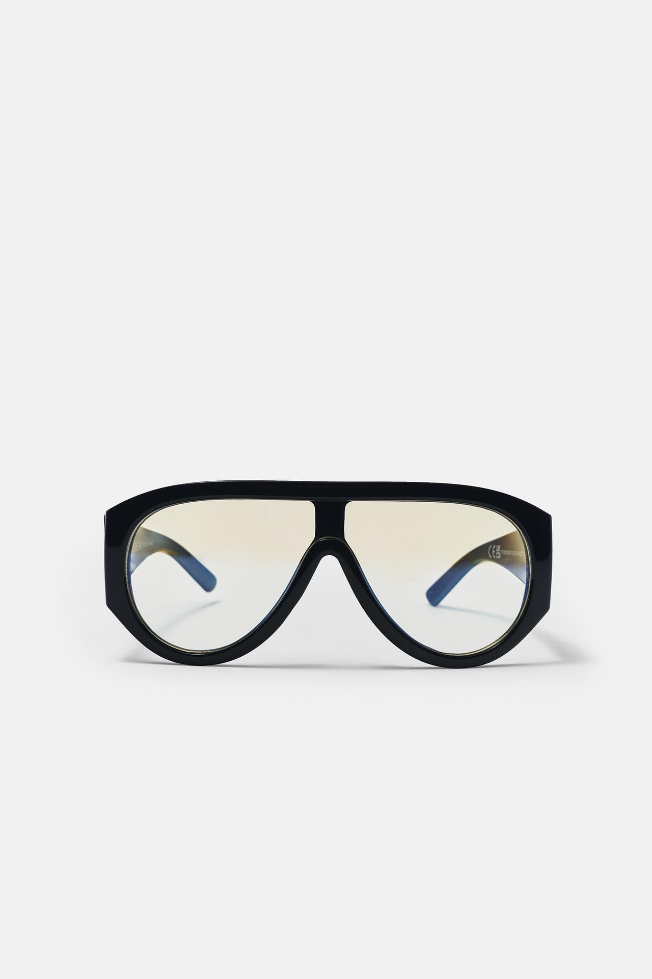 Blue light filter aviator sunglasses — Black
