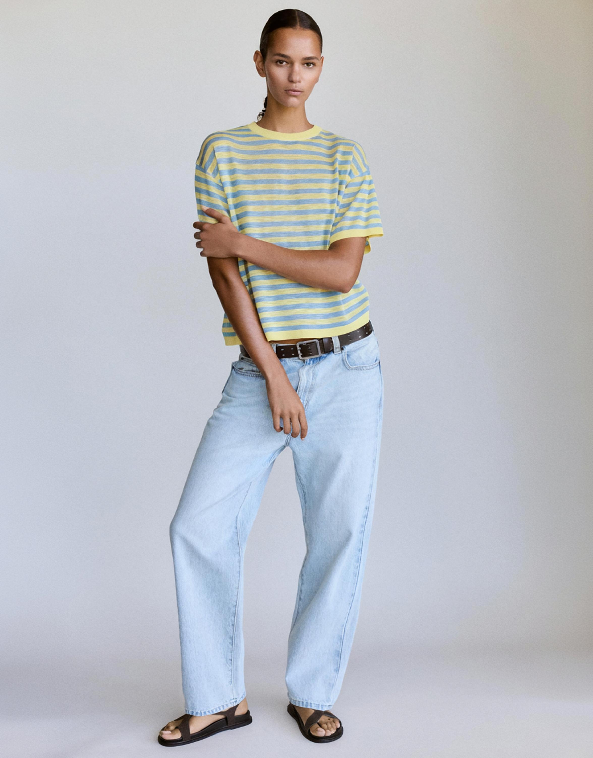 Striped knit T-shirt — Yellow