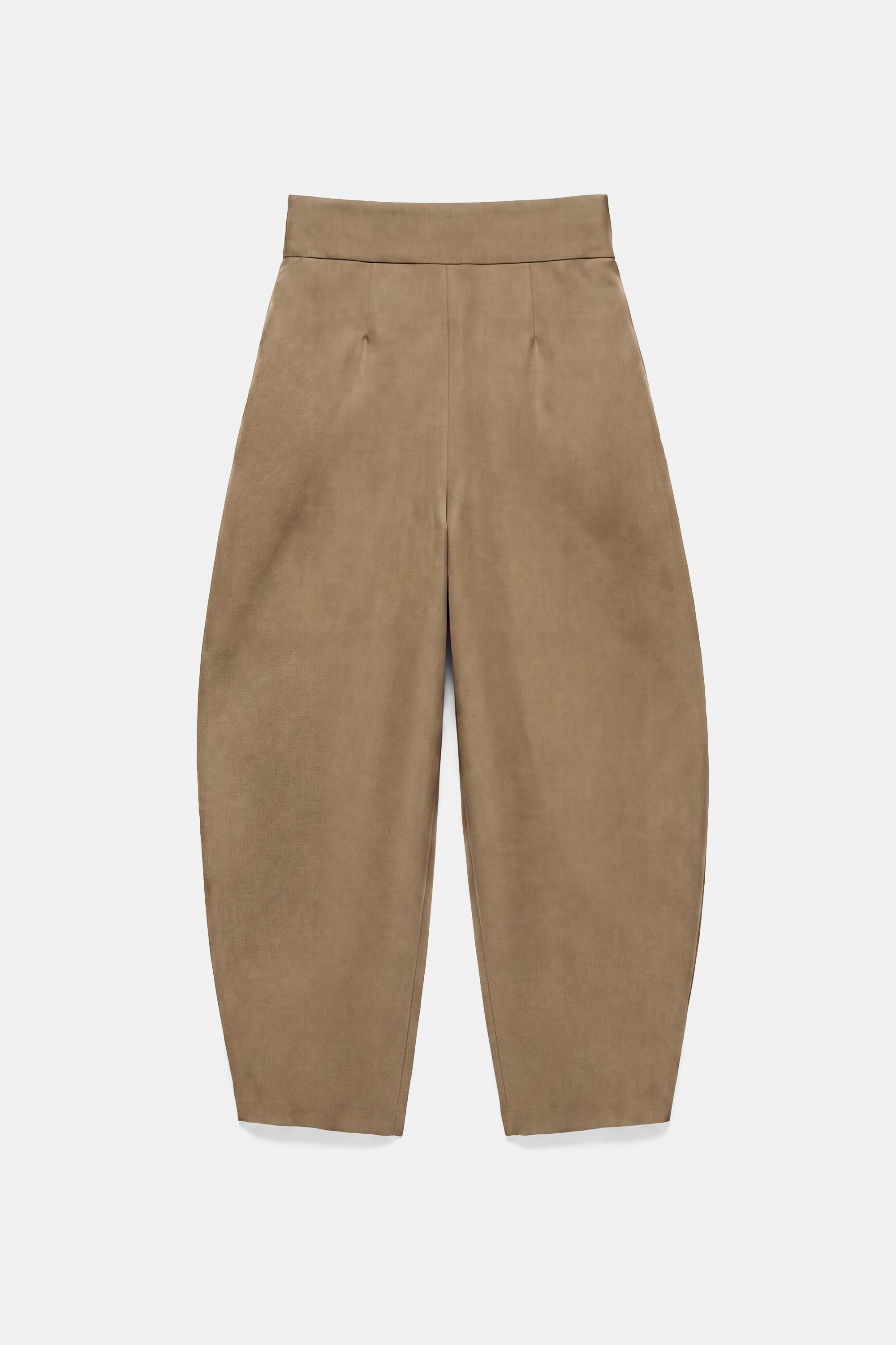 Pull&Bear Pileli tailored fit balon süet pantolon görsel 8