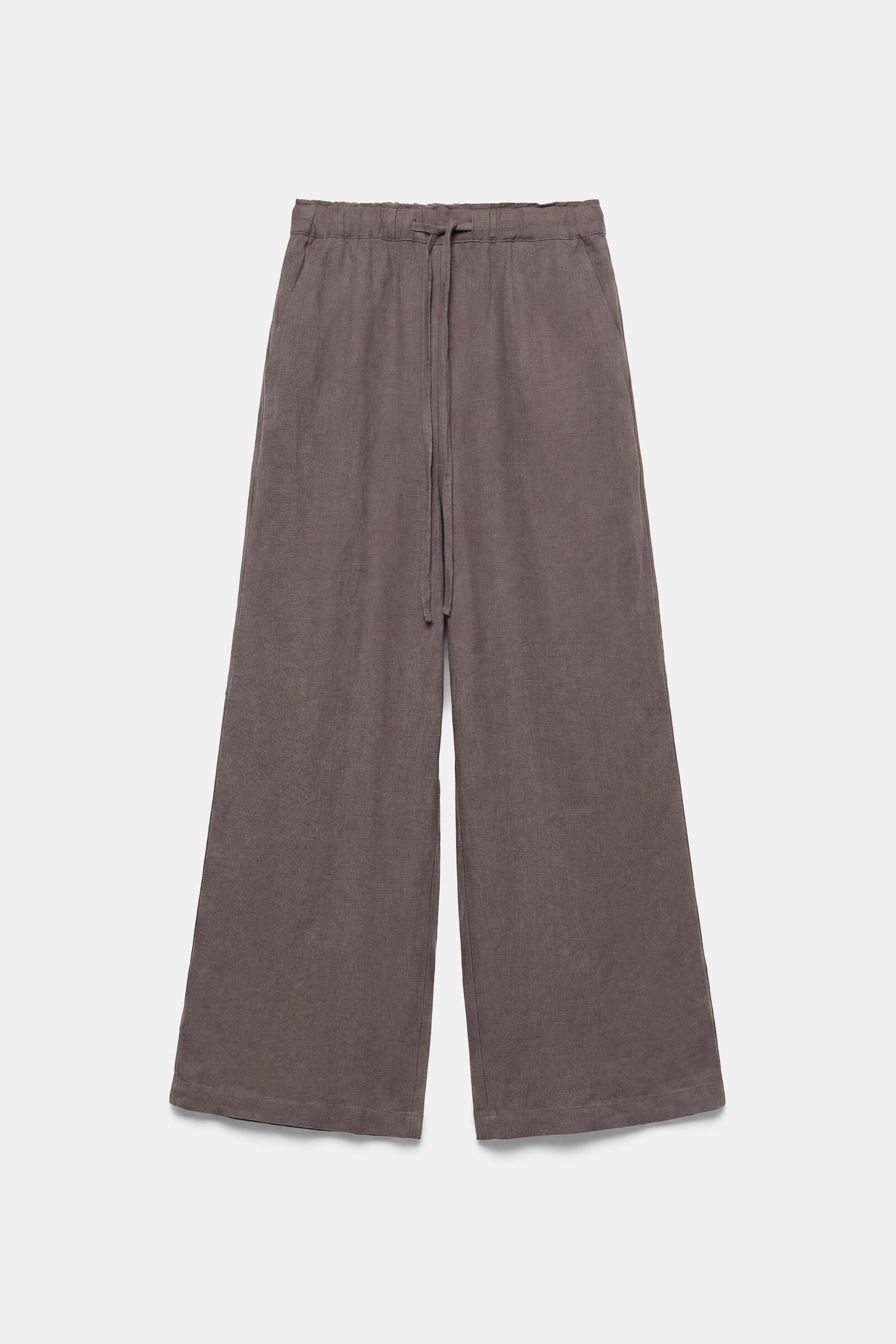 Elasticated waist culottes — Pale brown
