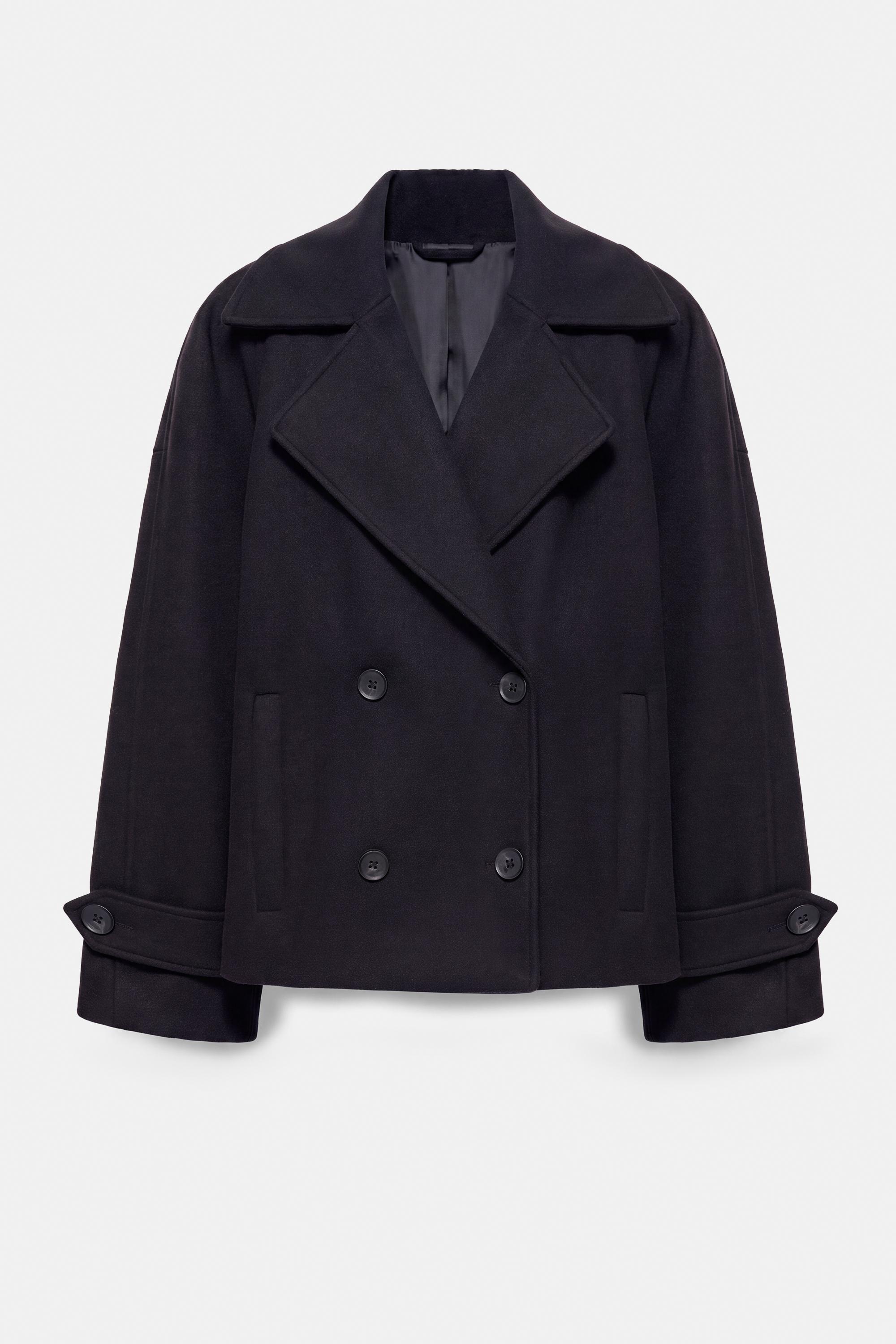 Short felt texture coat — Navy