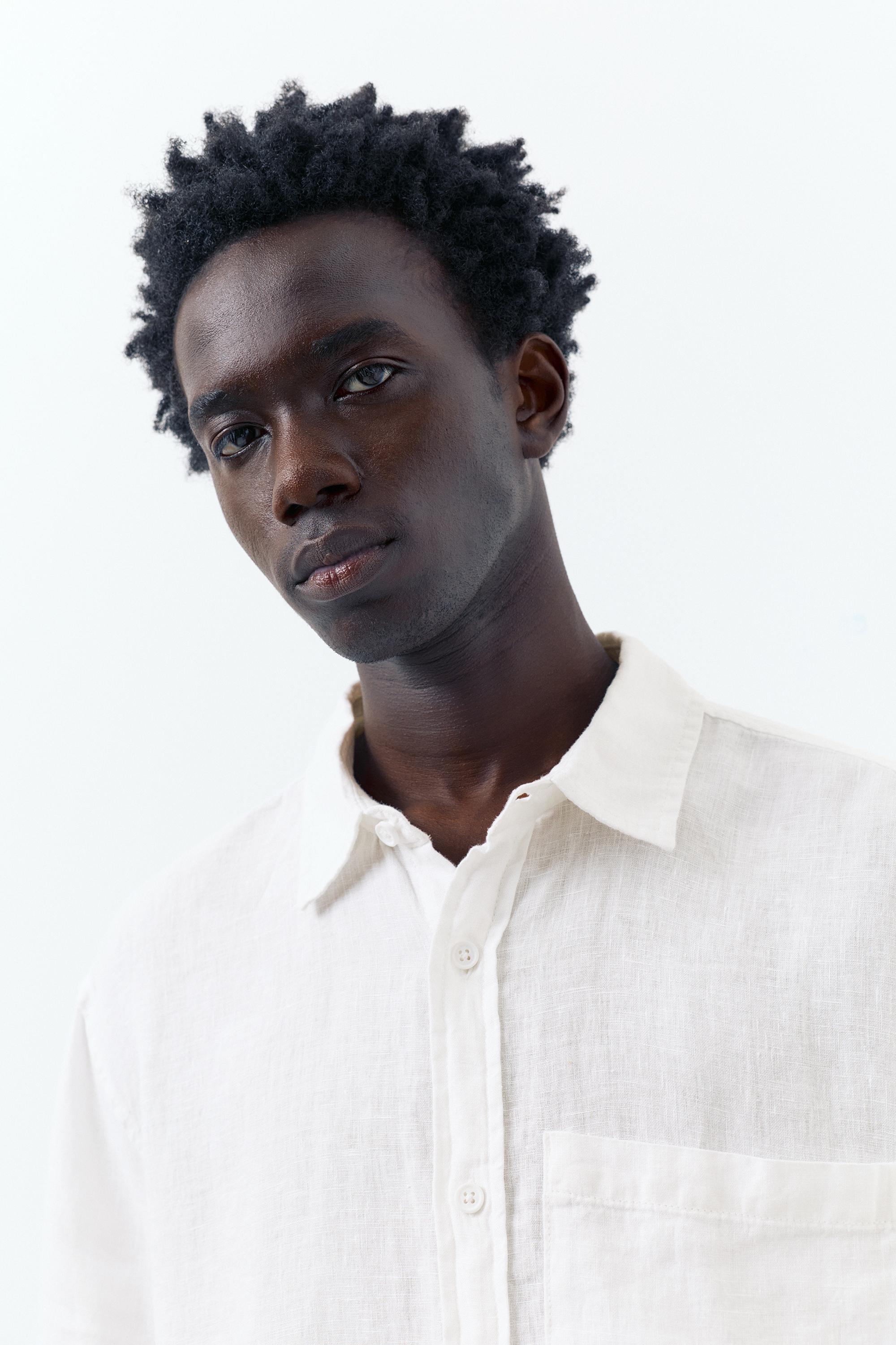 100% linen short sleeve shirt — Off white