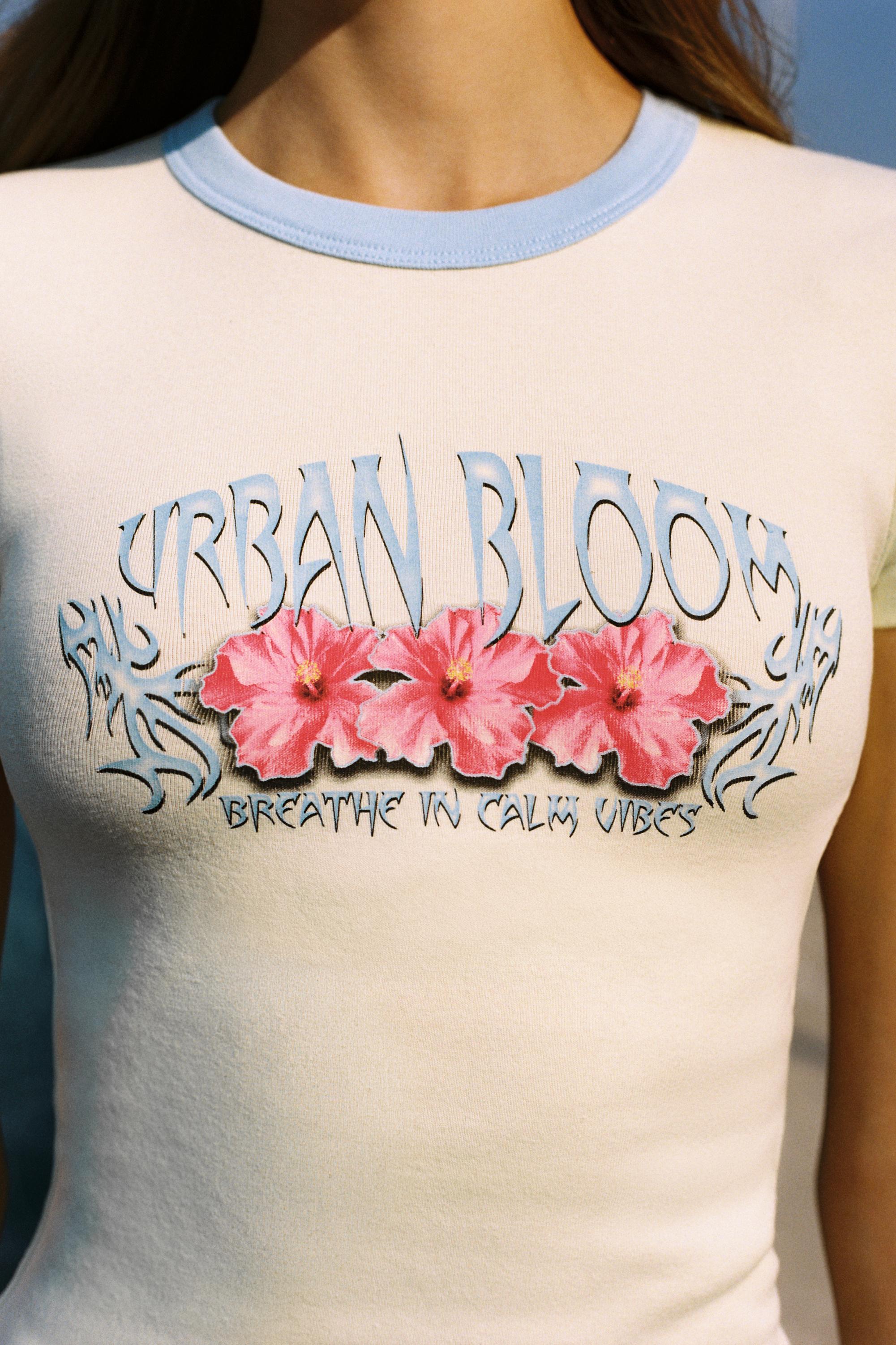 Floral graphic T-shirt — Pale yellow