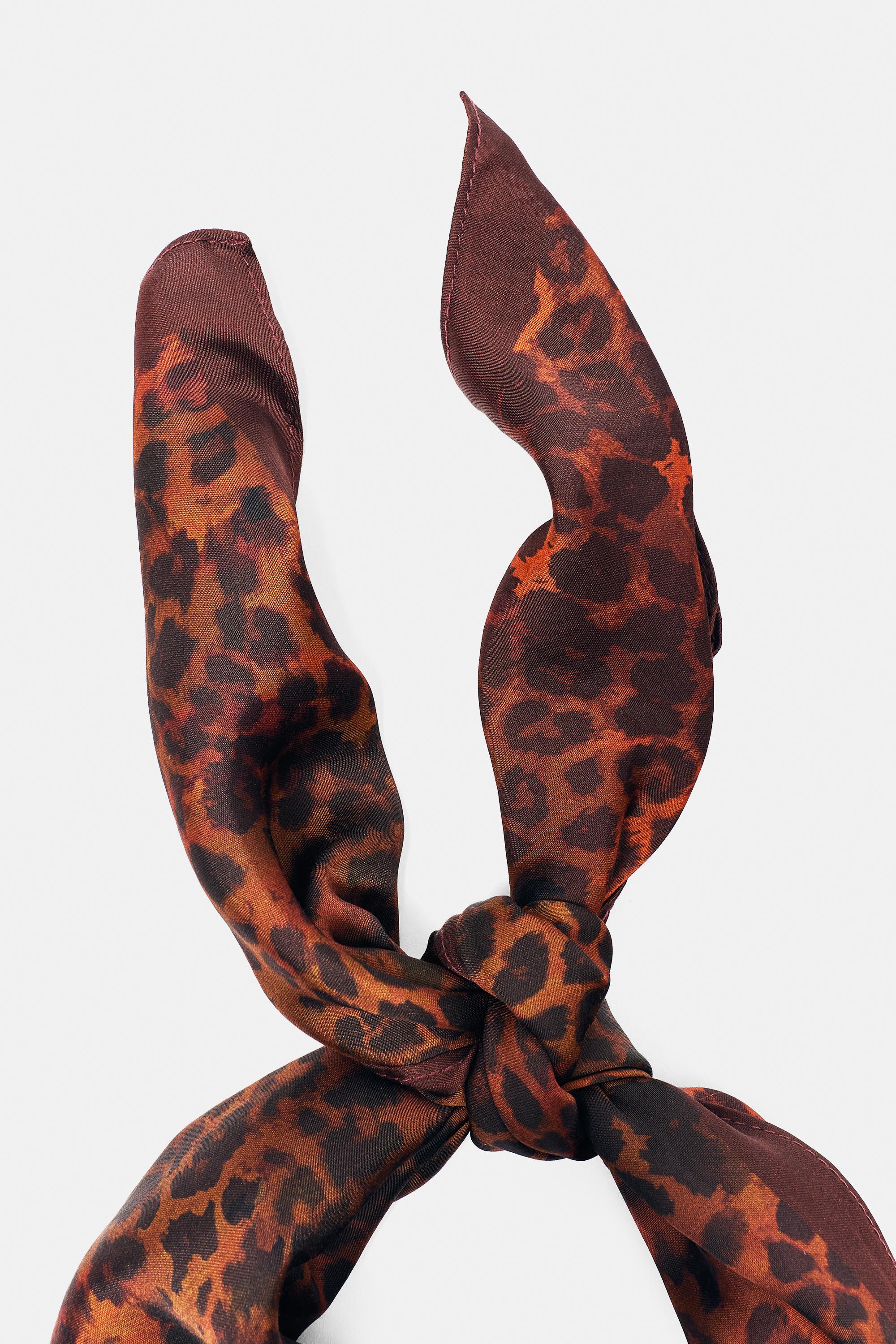 Leopard print bandana — Brown