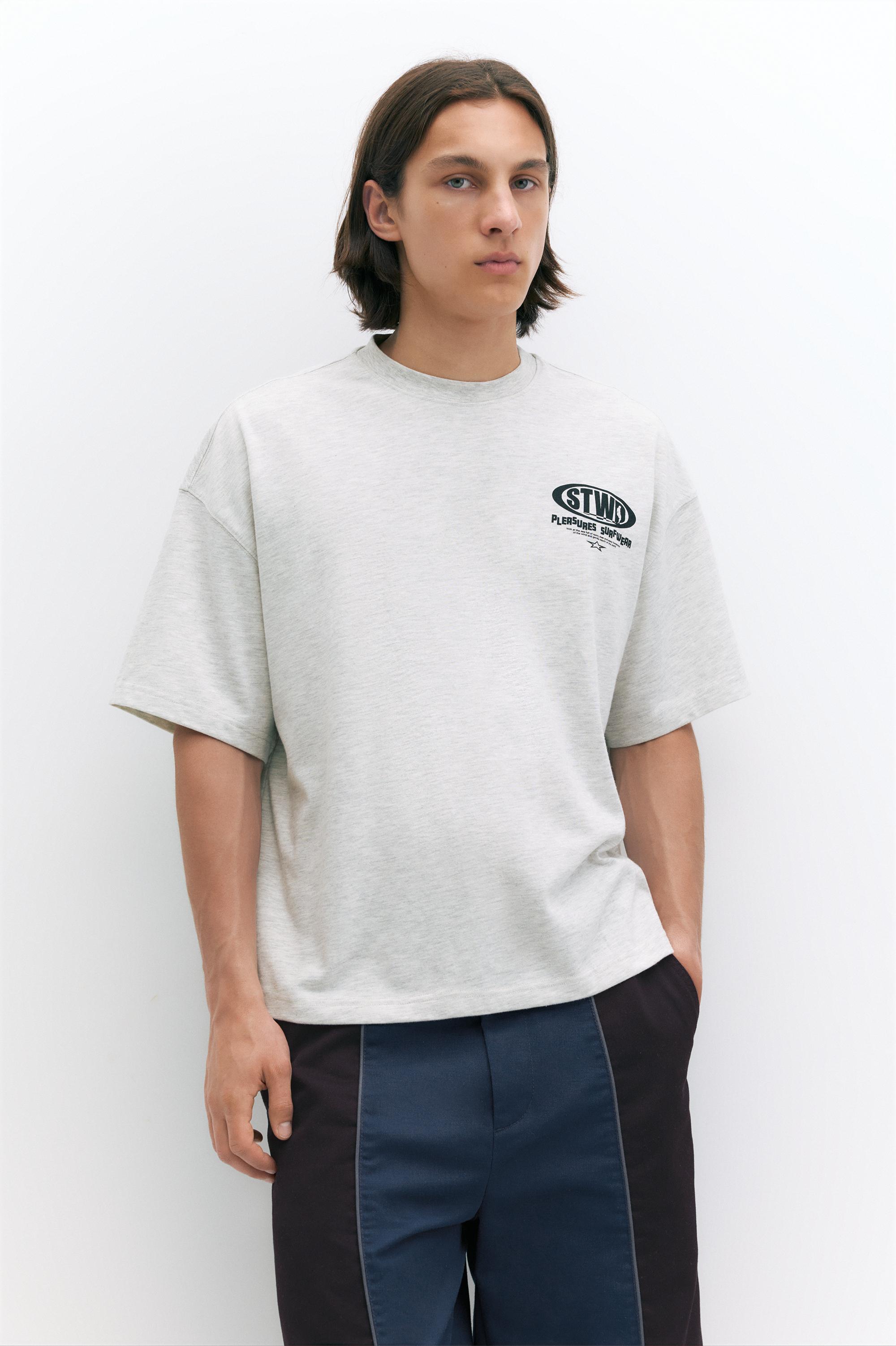 Pleasures x STWD boxy T-shirt — Grey/Taupe brown