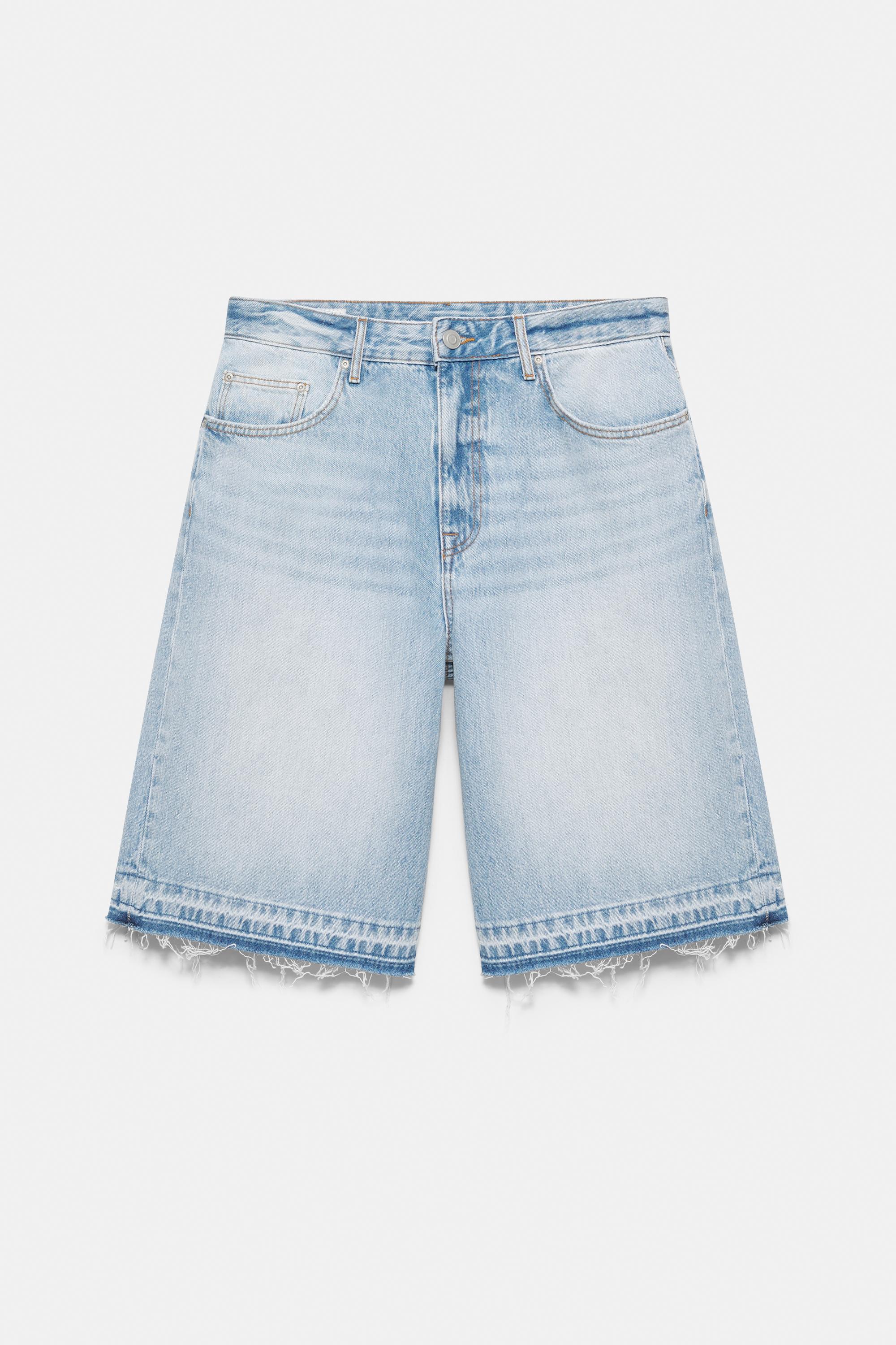 Frayed hem skater Bermuda shorts — Pale indigo