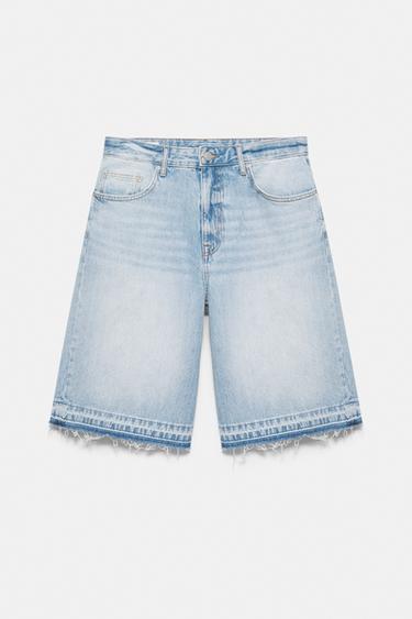 Frayed hem skater Bermuda shorts — Pale indigo 8