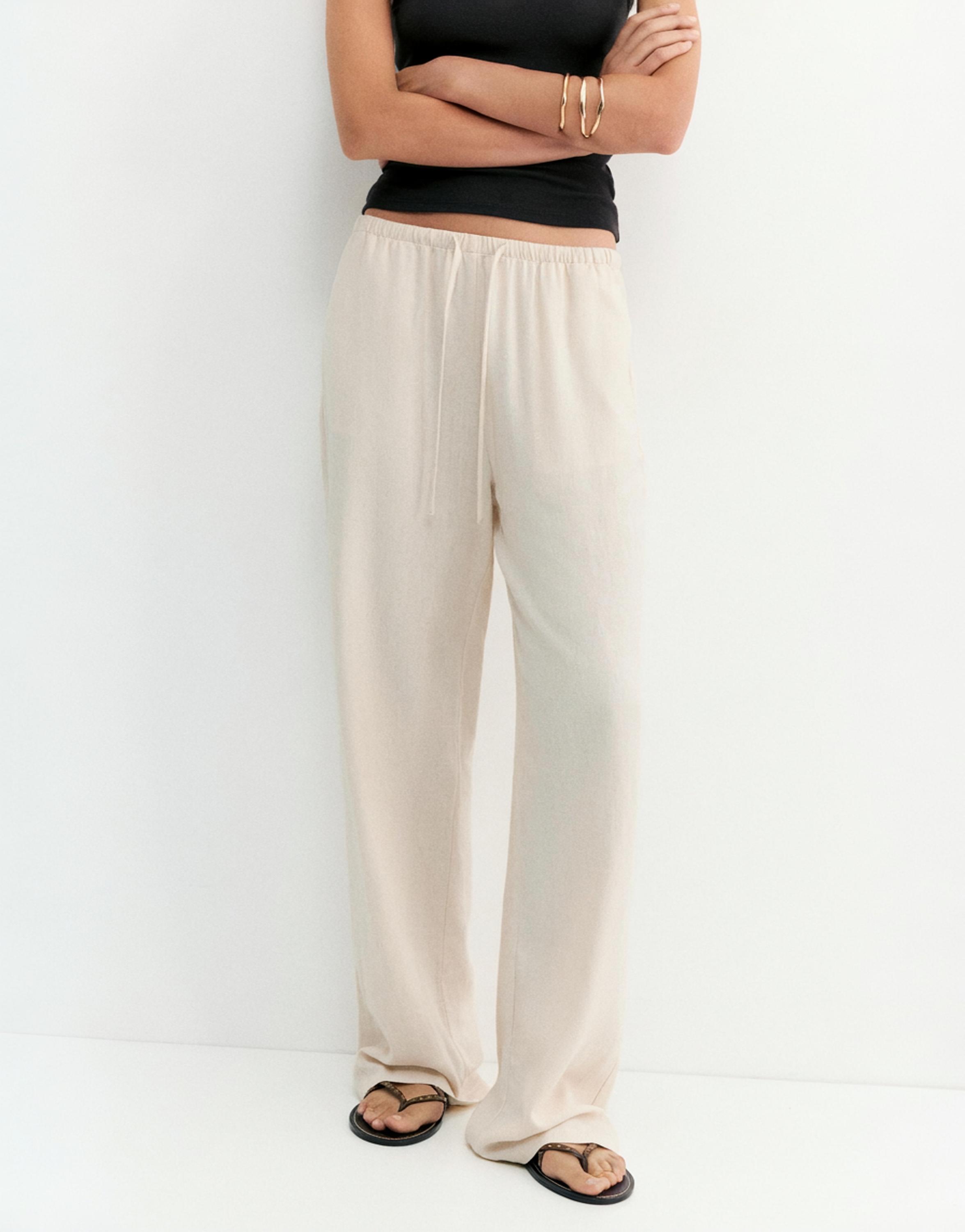Linen blend joggers — Sand