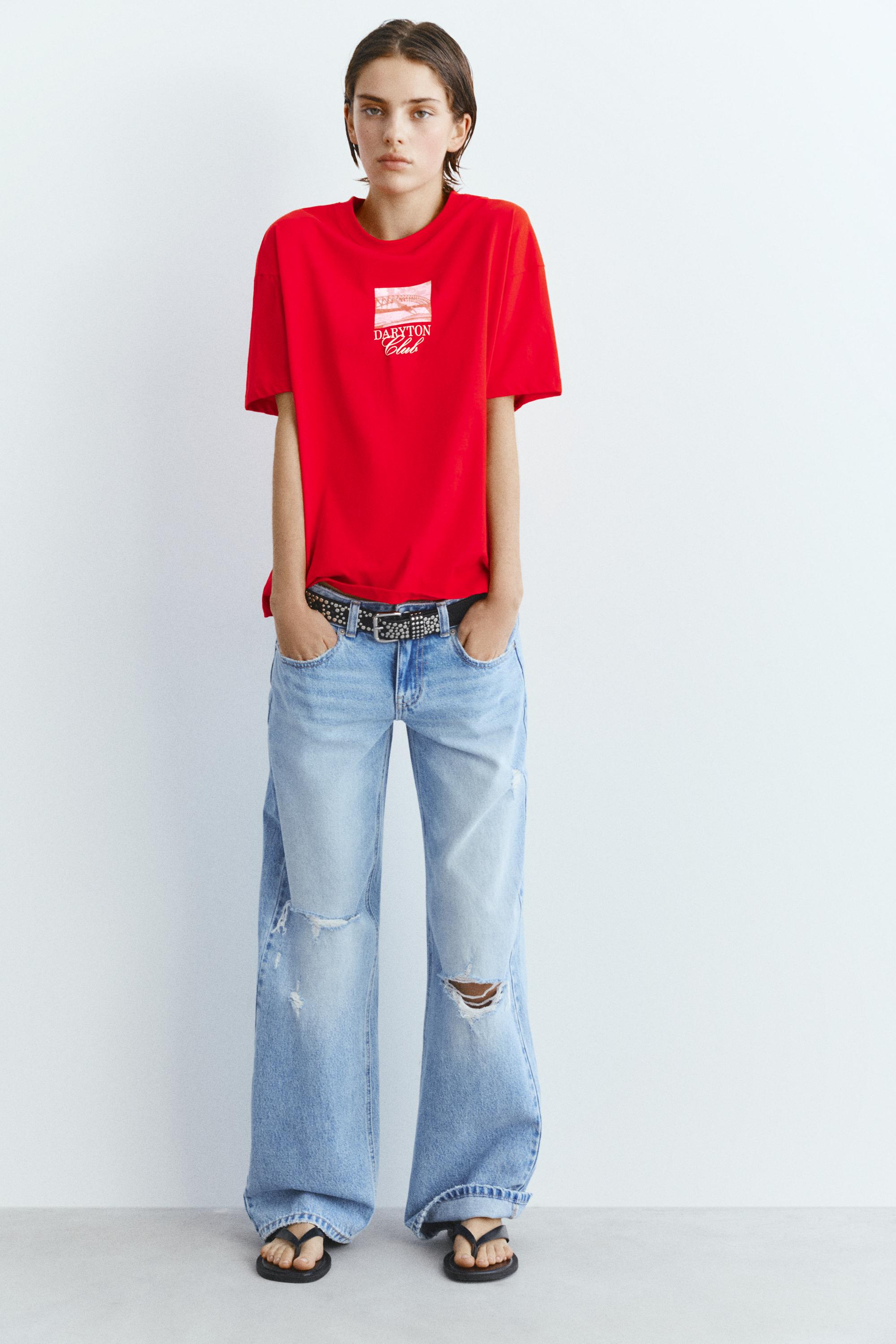 Red tişört with graphic and slogan - Görsel 10