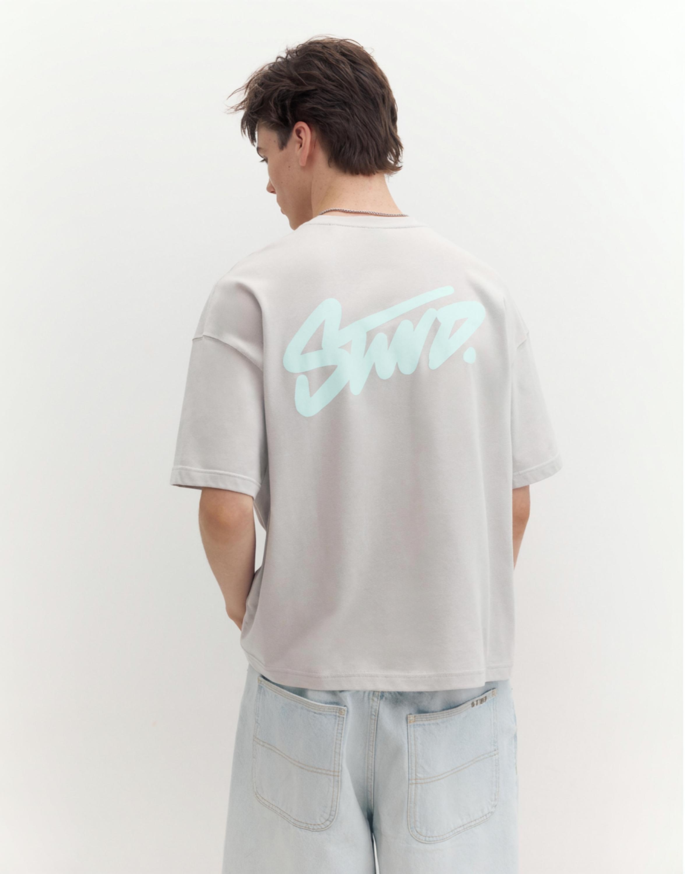 Boxy STWD logo T-shirt — Pearl grey