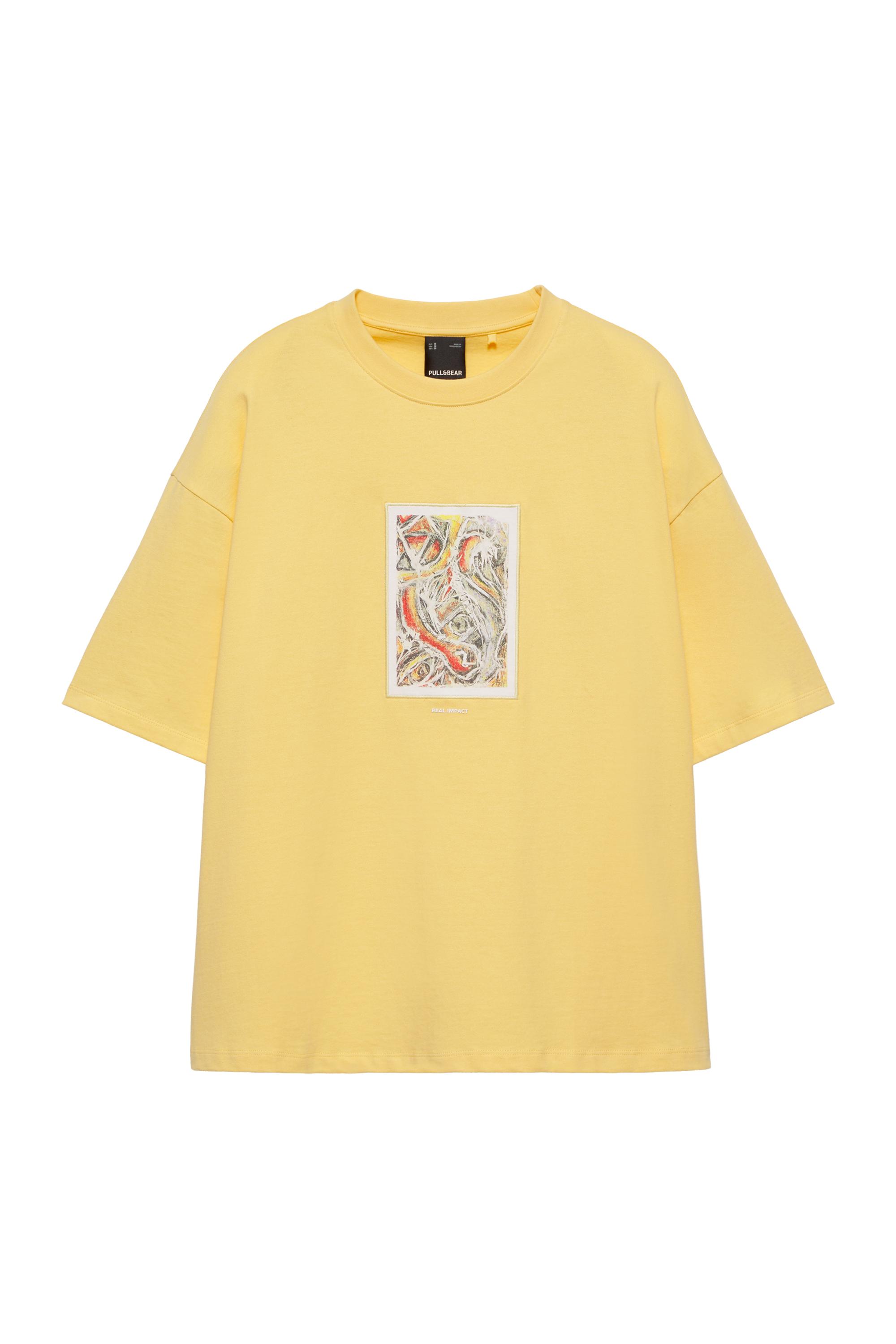 Pull&Bear Nakışlı relaxed fit tişört