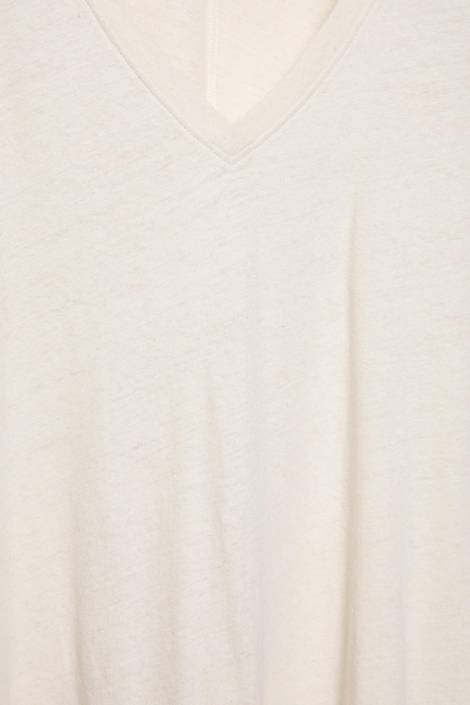 V-neck linen T-shirt — Light beige