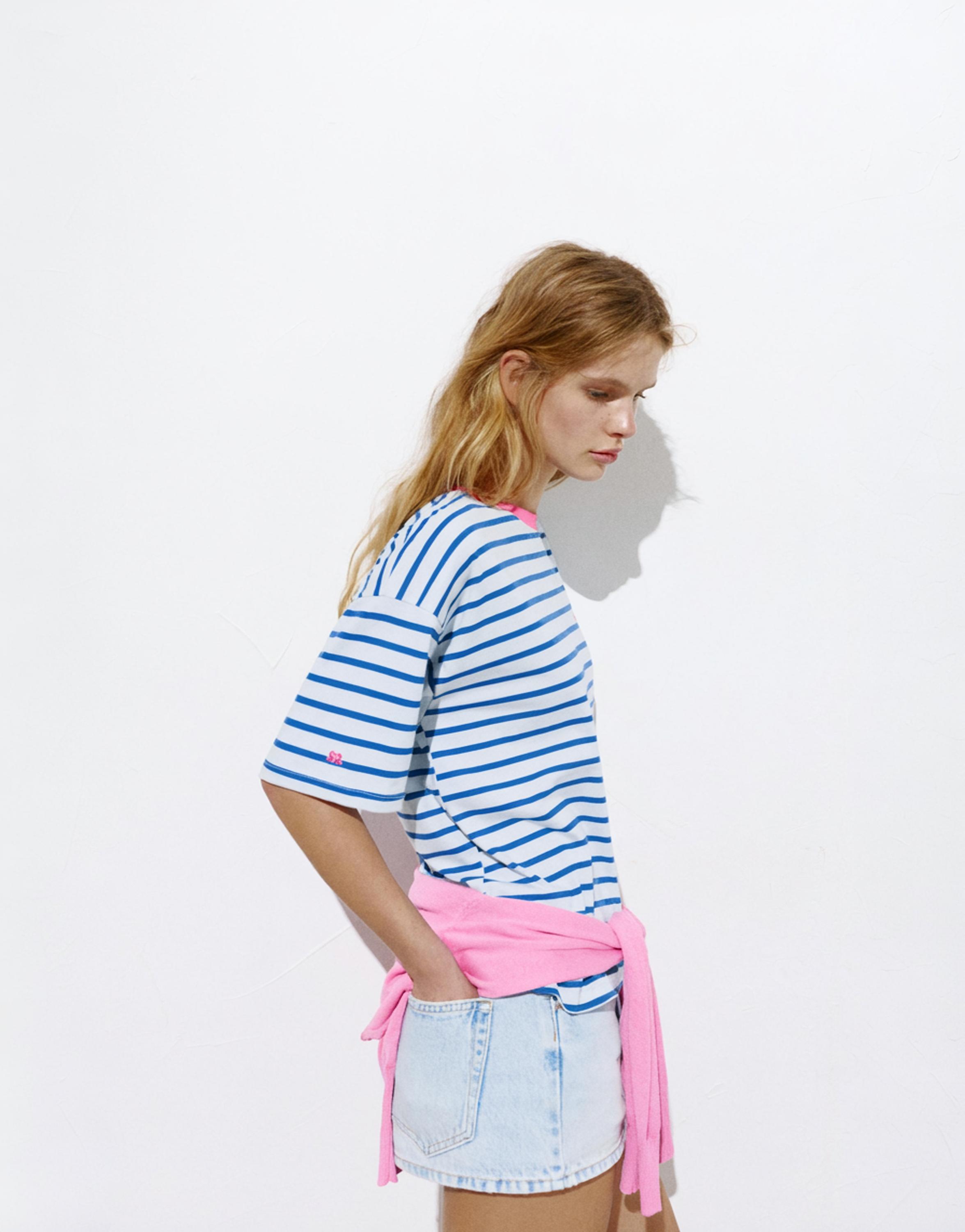 Striped short sleeve T-shirt — Deep blue