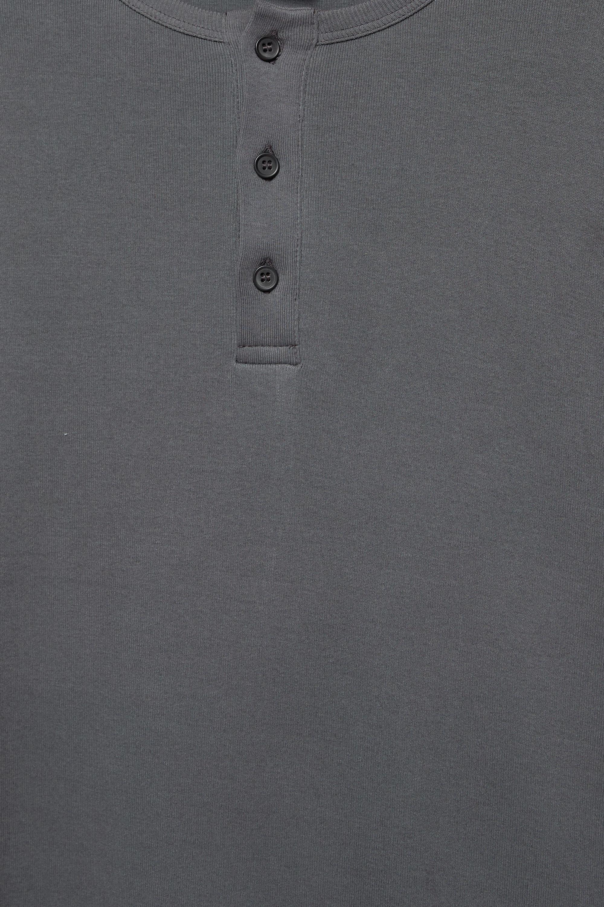 Basic Henley T-shirt — Anthracite grey