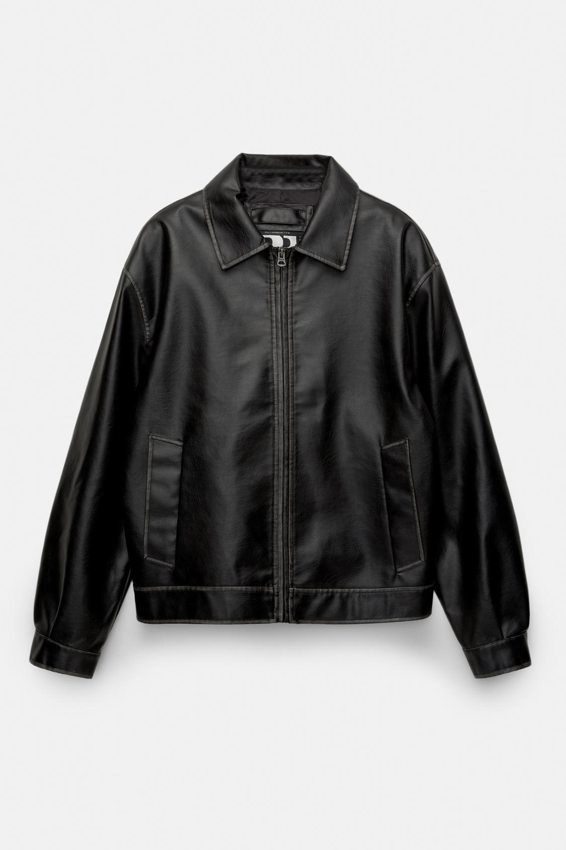 Pull And Bear Lederjacke Herren Faux Leather Puffer Pull And Bear