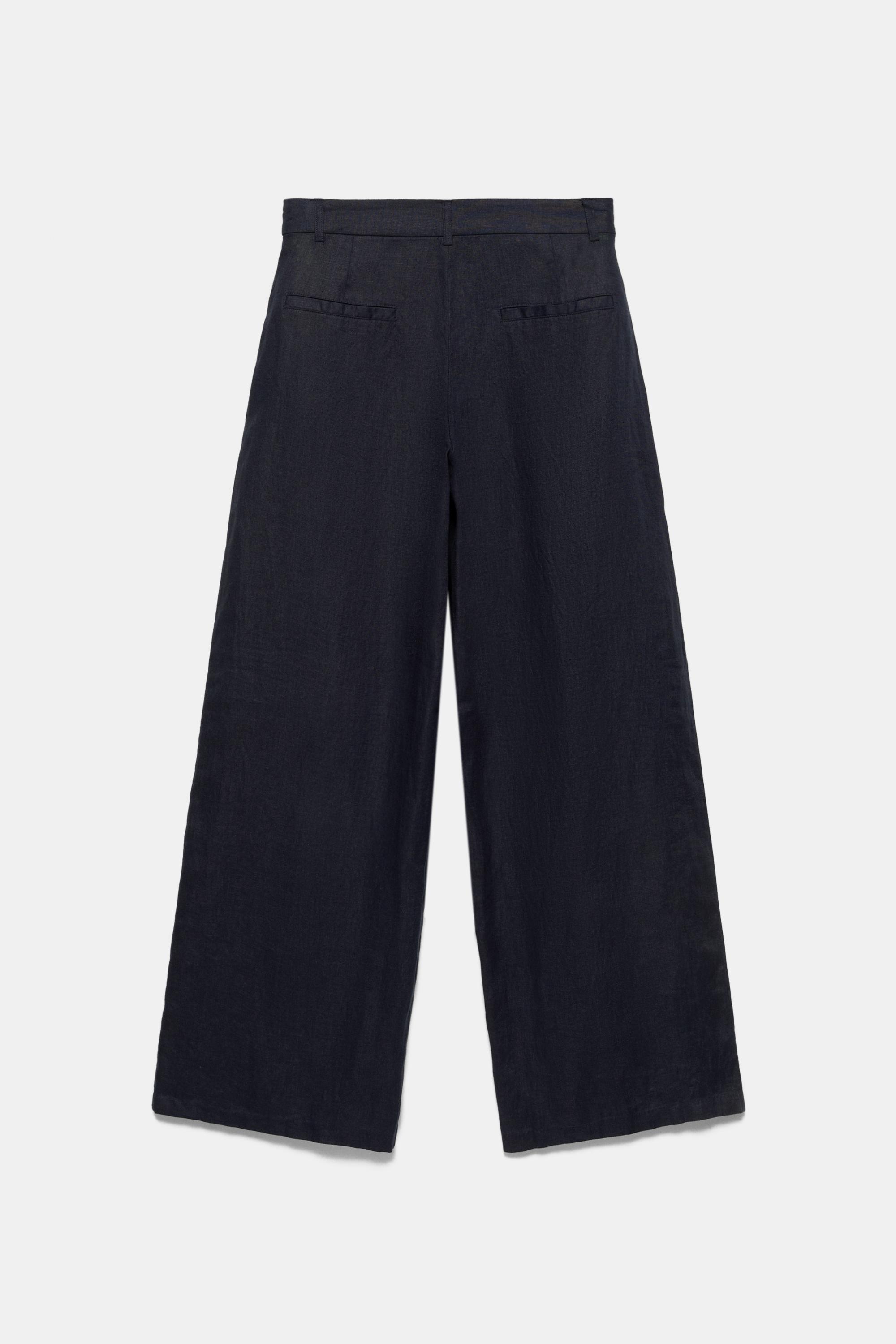 Wide-leg 100% linen trousers