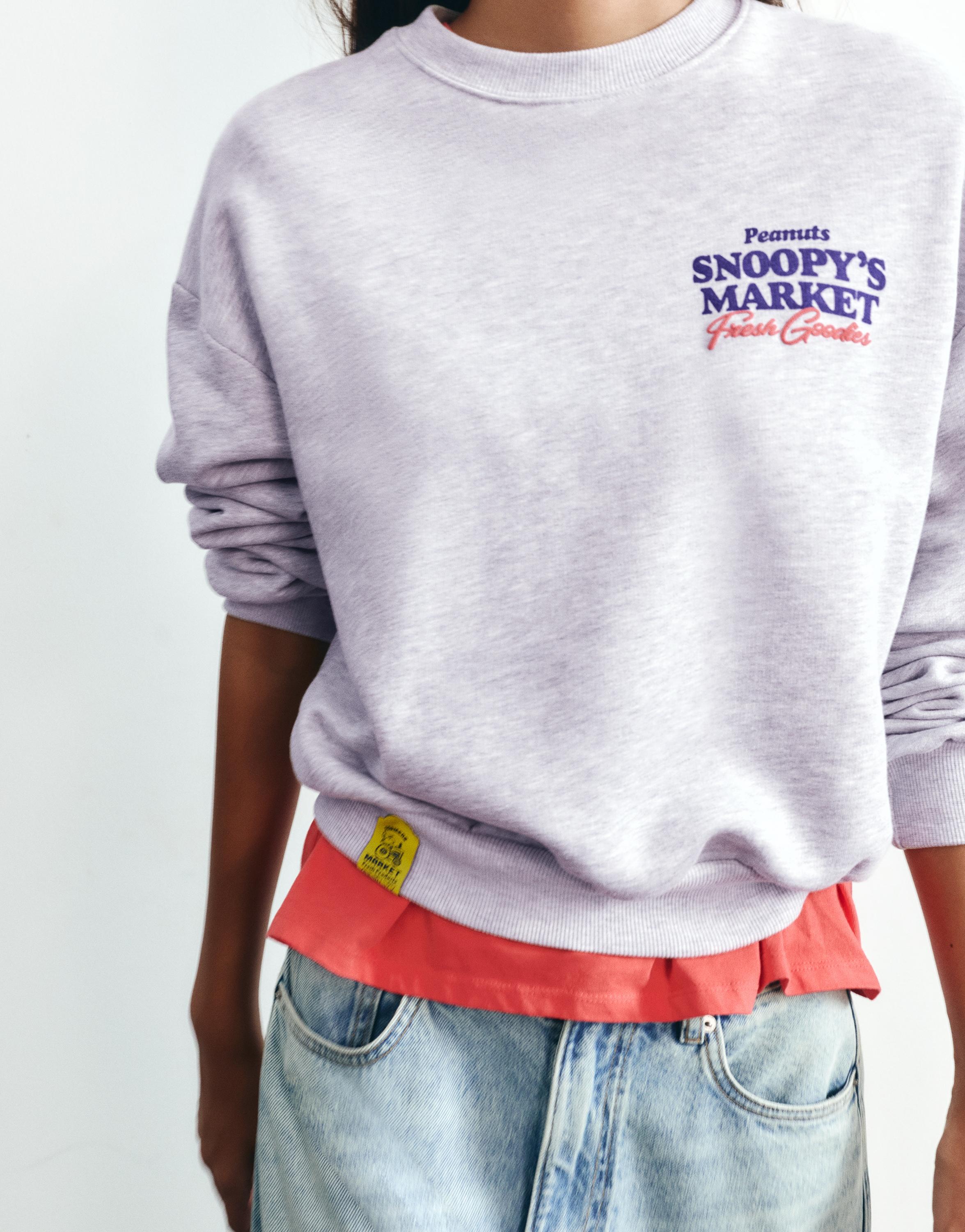 Pull&Bear Snoopy bisiklet yaka sweatshirt görsel 8