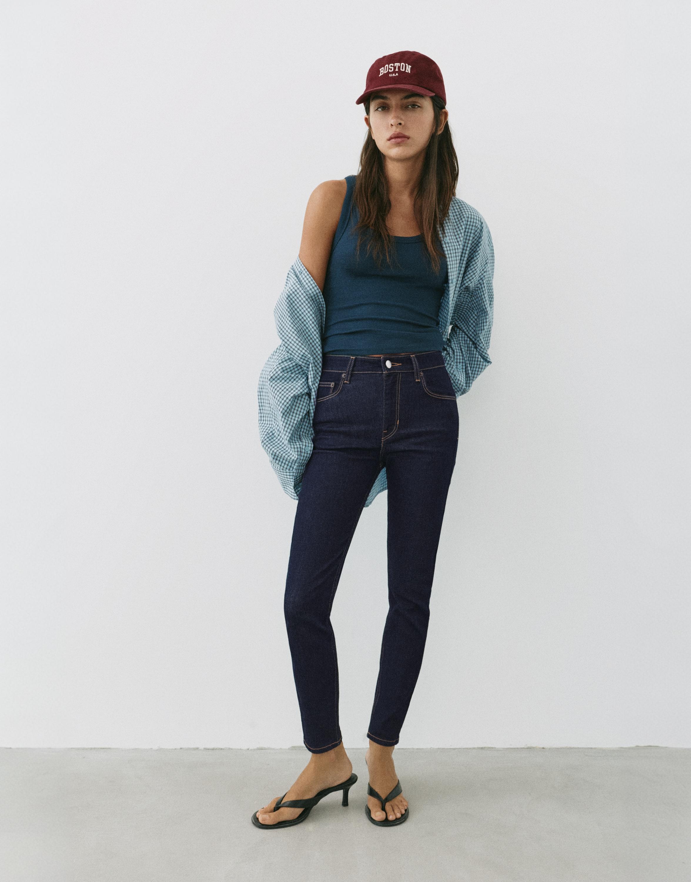 High-waist skinny jeans — Navy