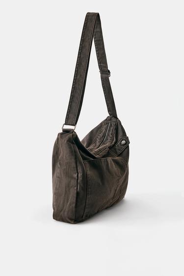Waxed suede-effect crossbody bag — 1-707 3