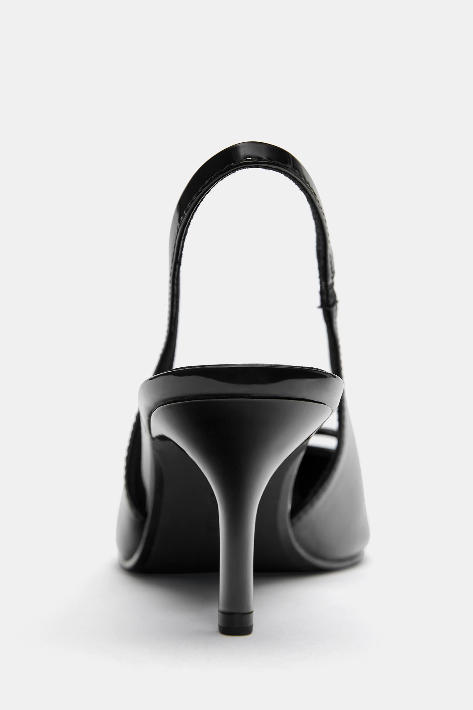 Patent high-heel shoes with bow — Black