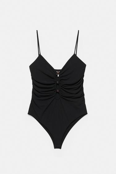 Strappy cut-out bodysuit with appliques — Black 7