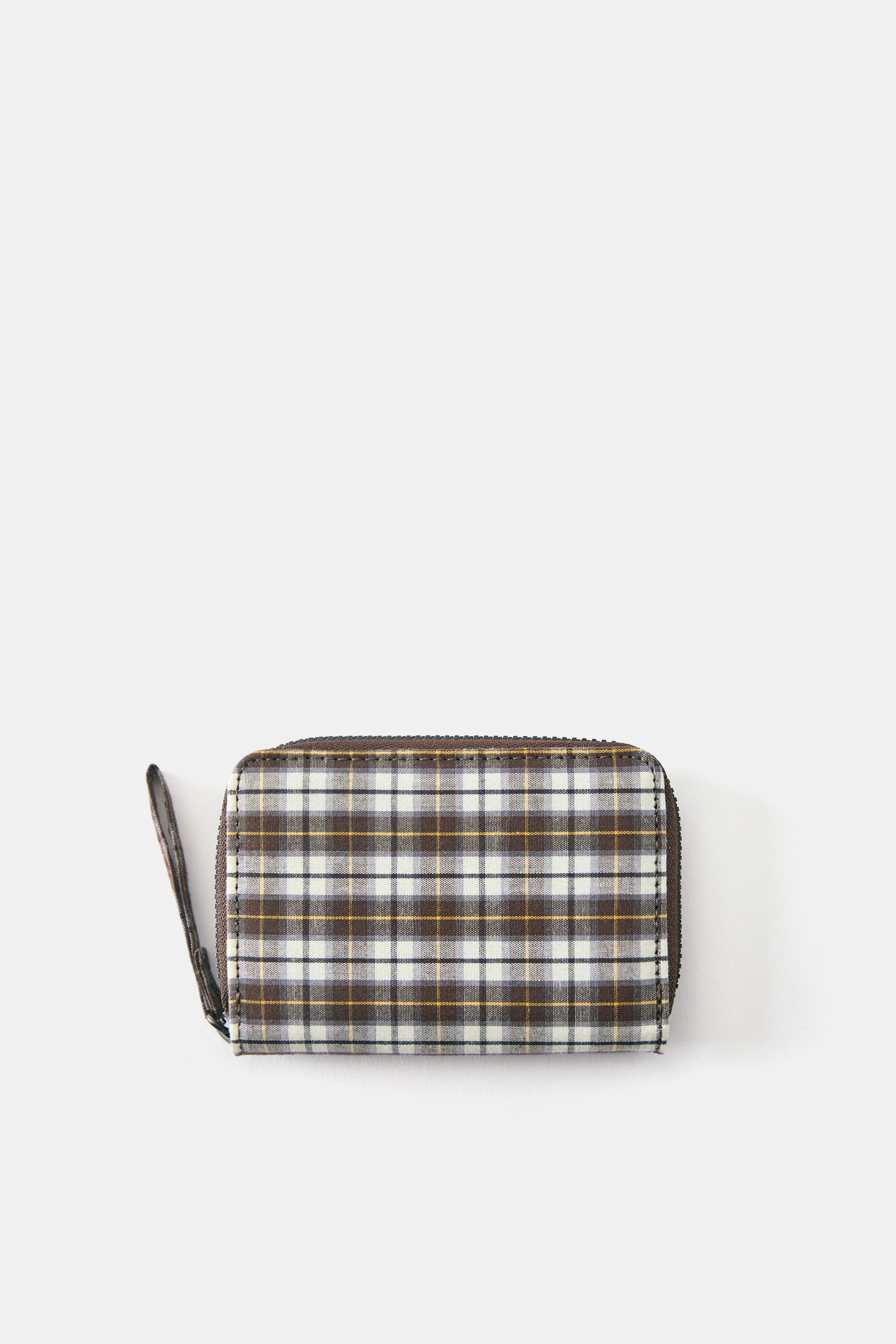 Check print purse — Brown
